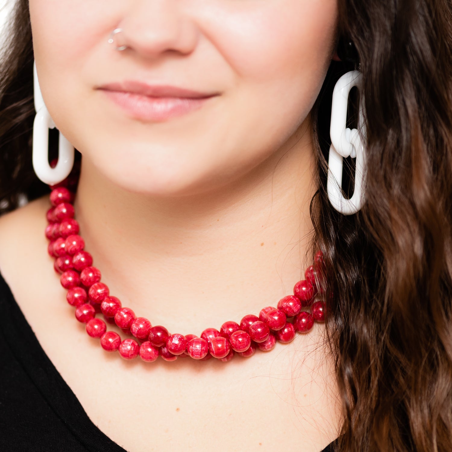 Cranberry Matrix Beaded Morgan Necklace