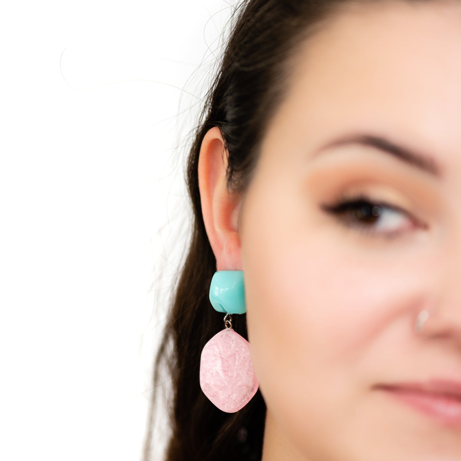 pink turquoise studs