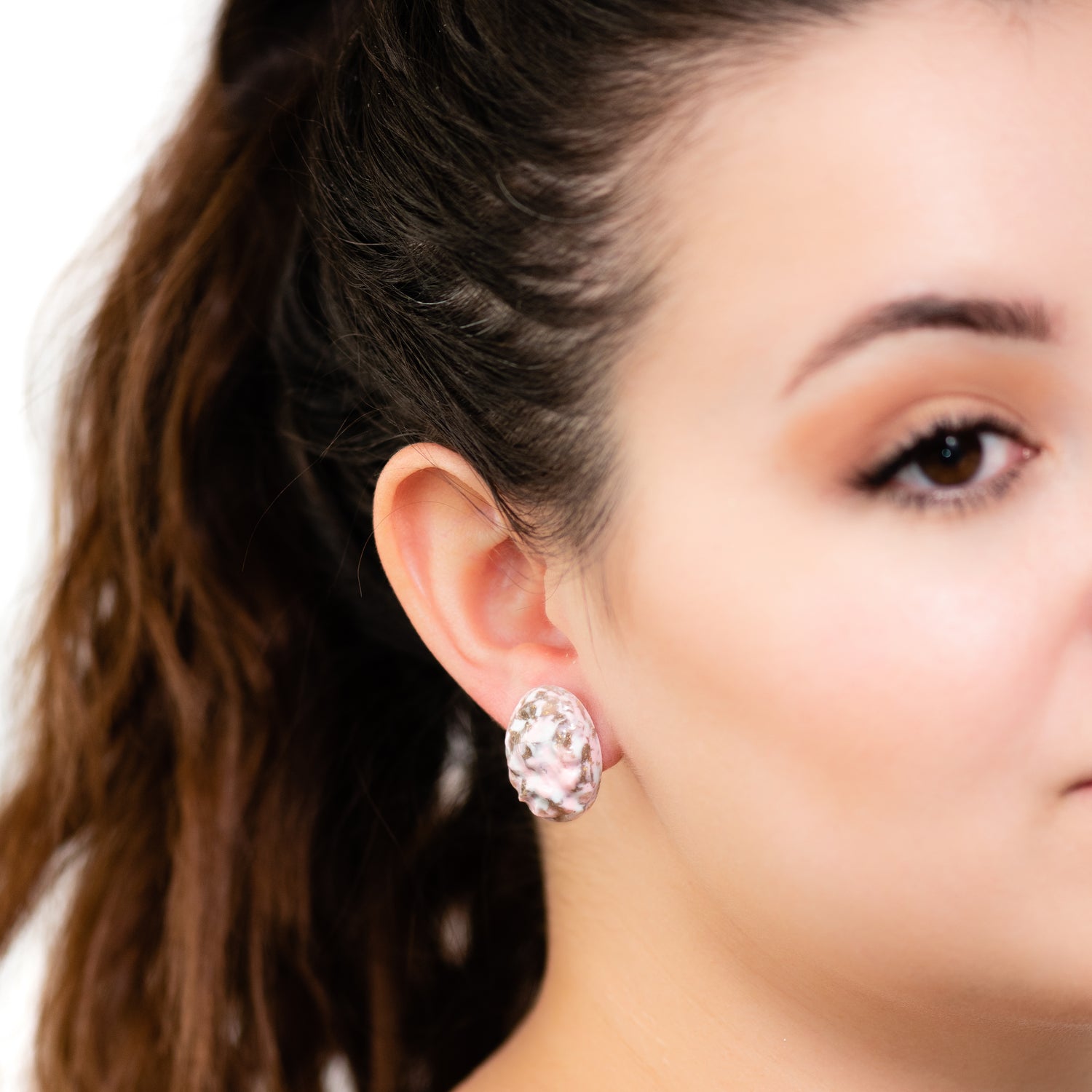pink speckled earrings