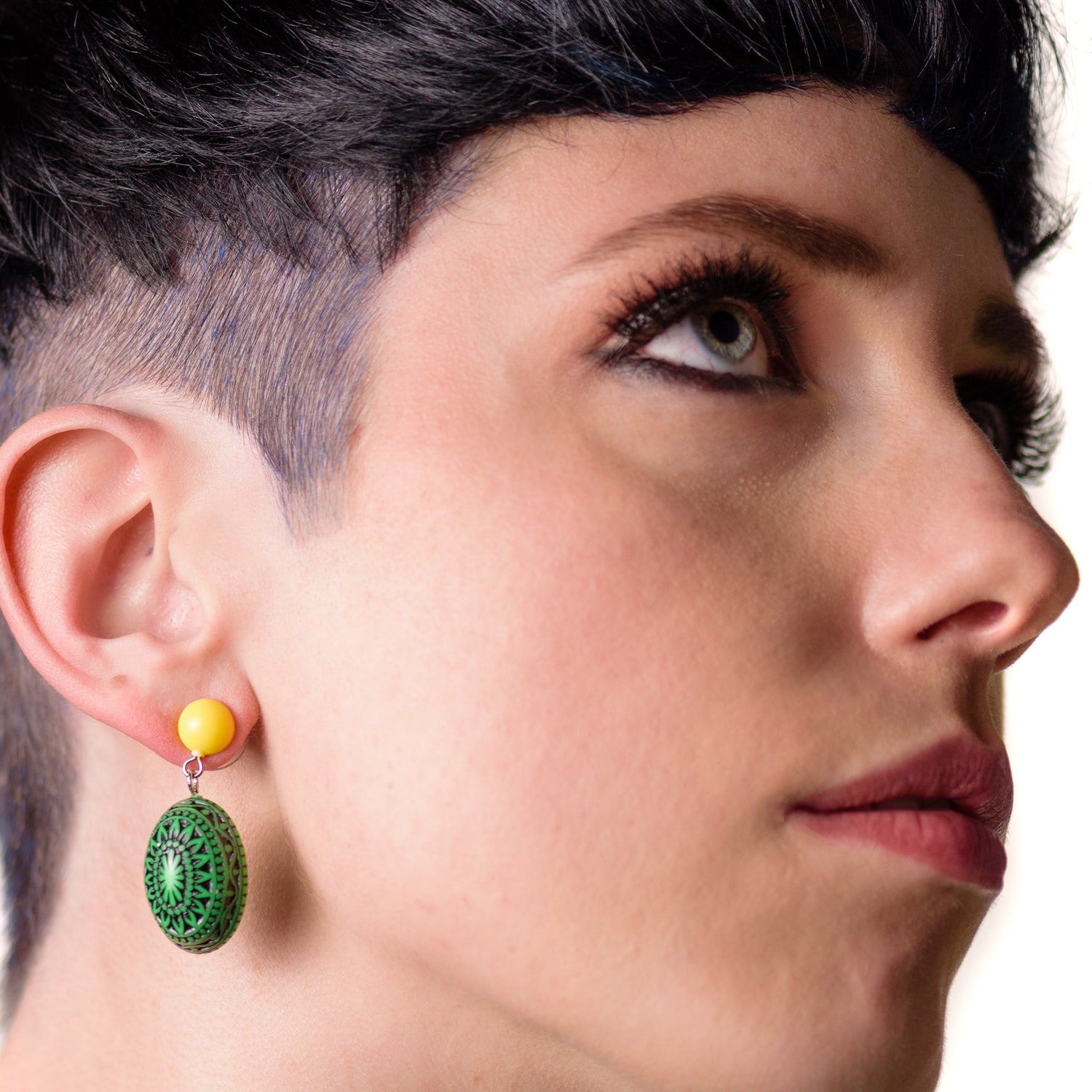 green yellow drop earrings