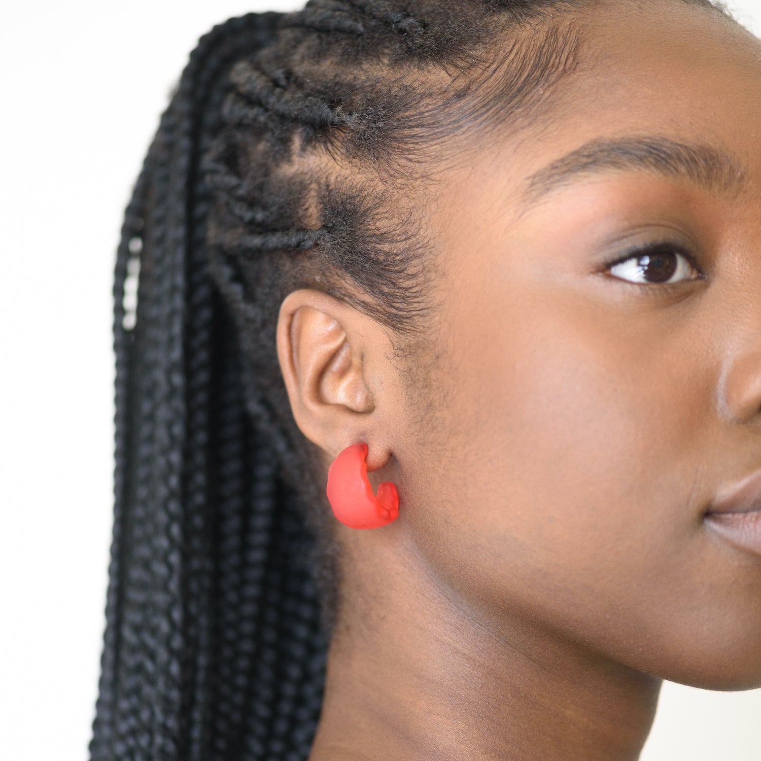 Coral Frosted Ruffle Hoop Earrings