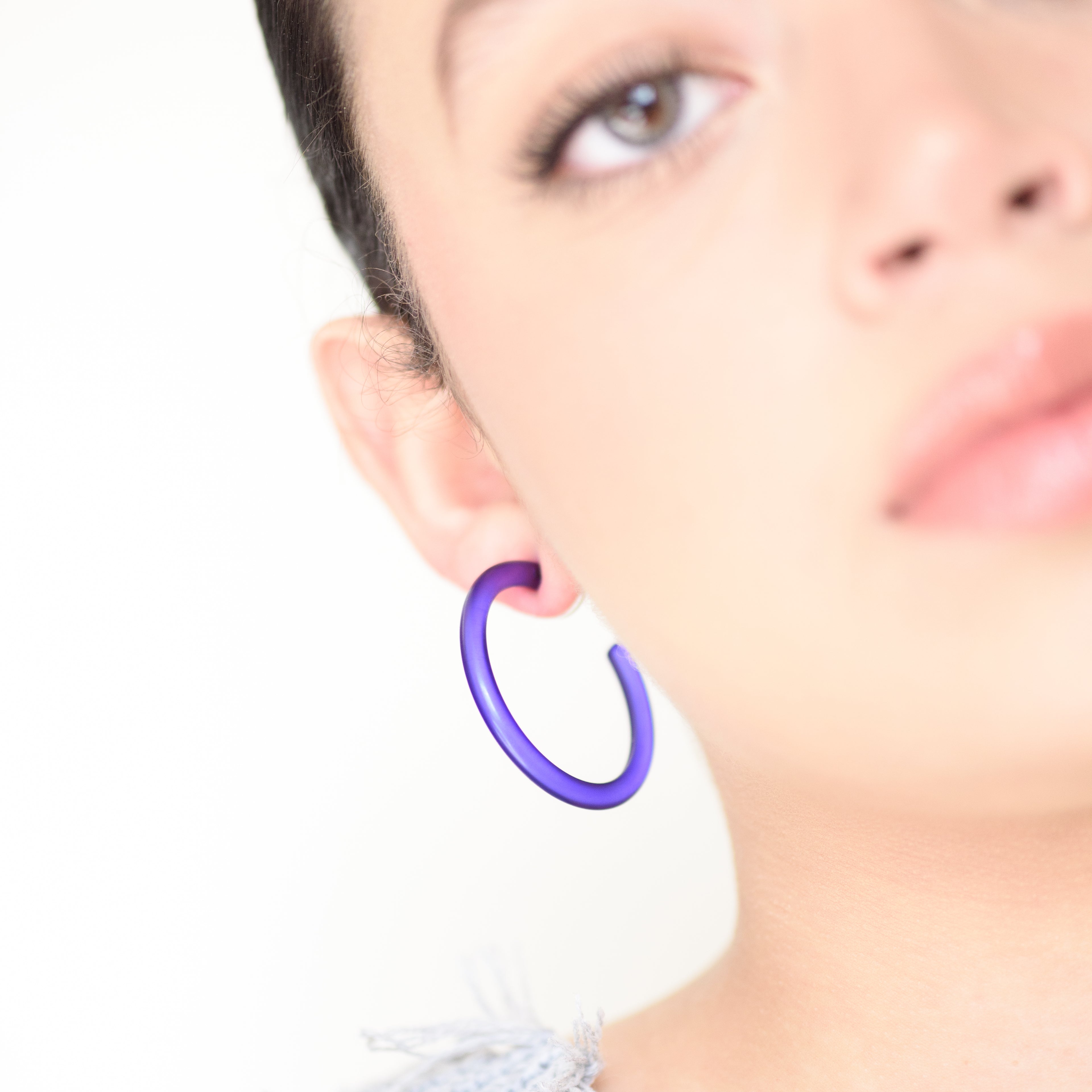 Cobalt Jelly Hoop Earrings - 1.5&quot;