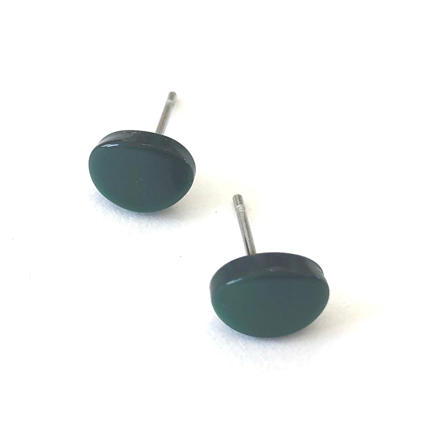 Forest Green Small Oval Stud Lucite Earrings