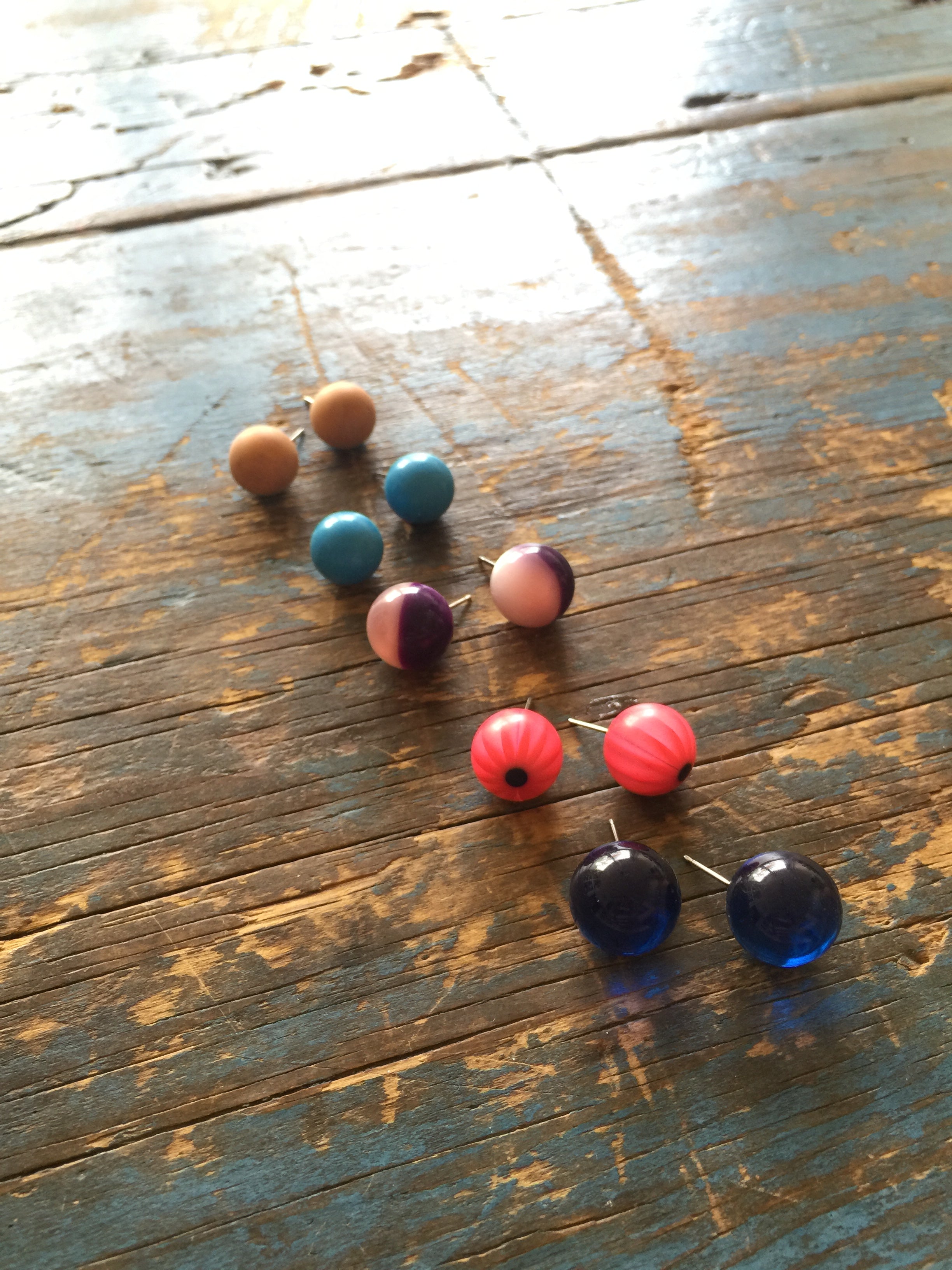 colorful moonglow ball earrings