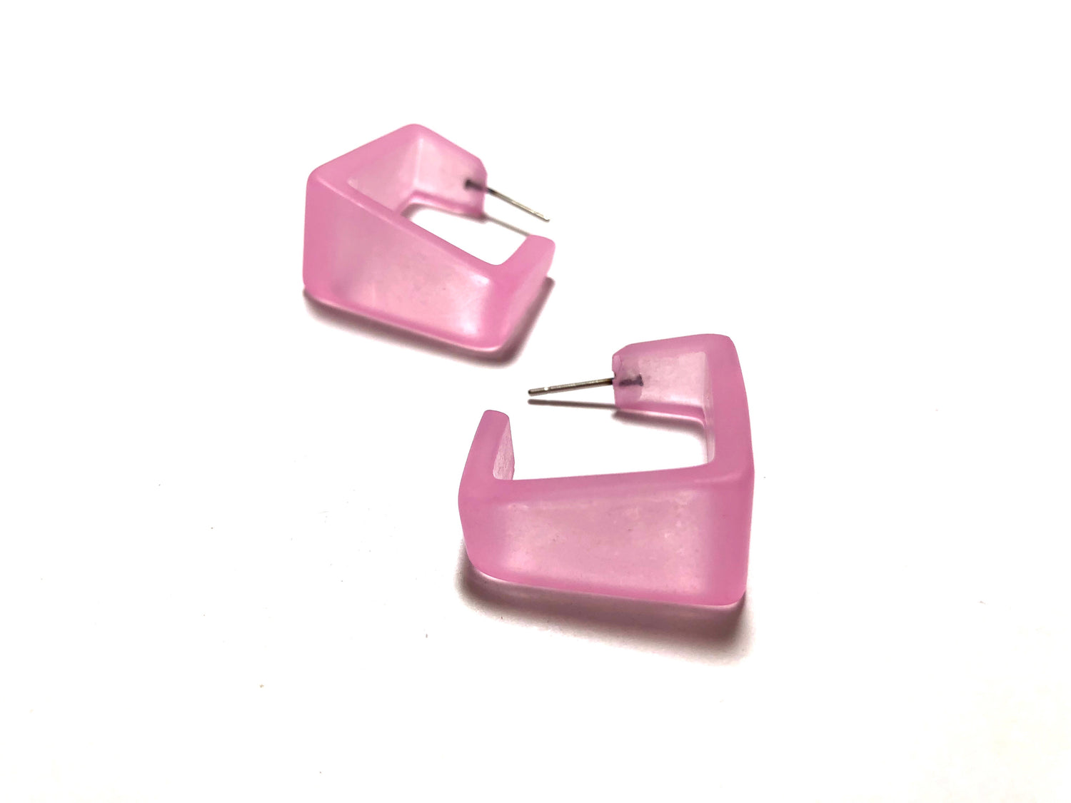 pink acrylic square hoops