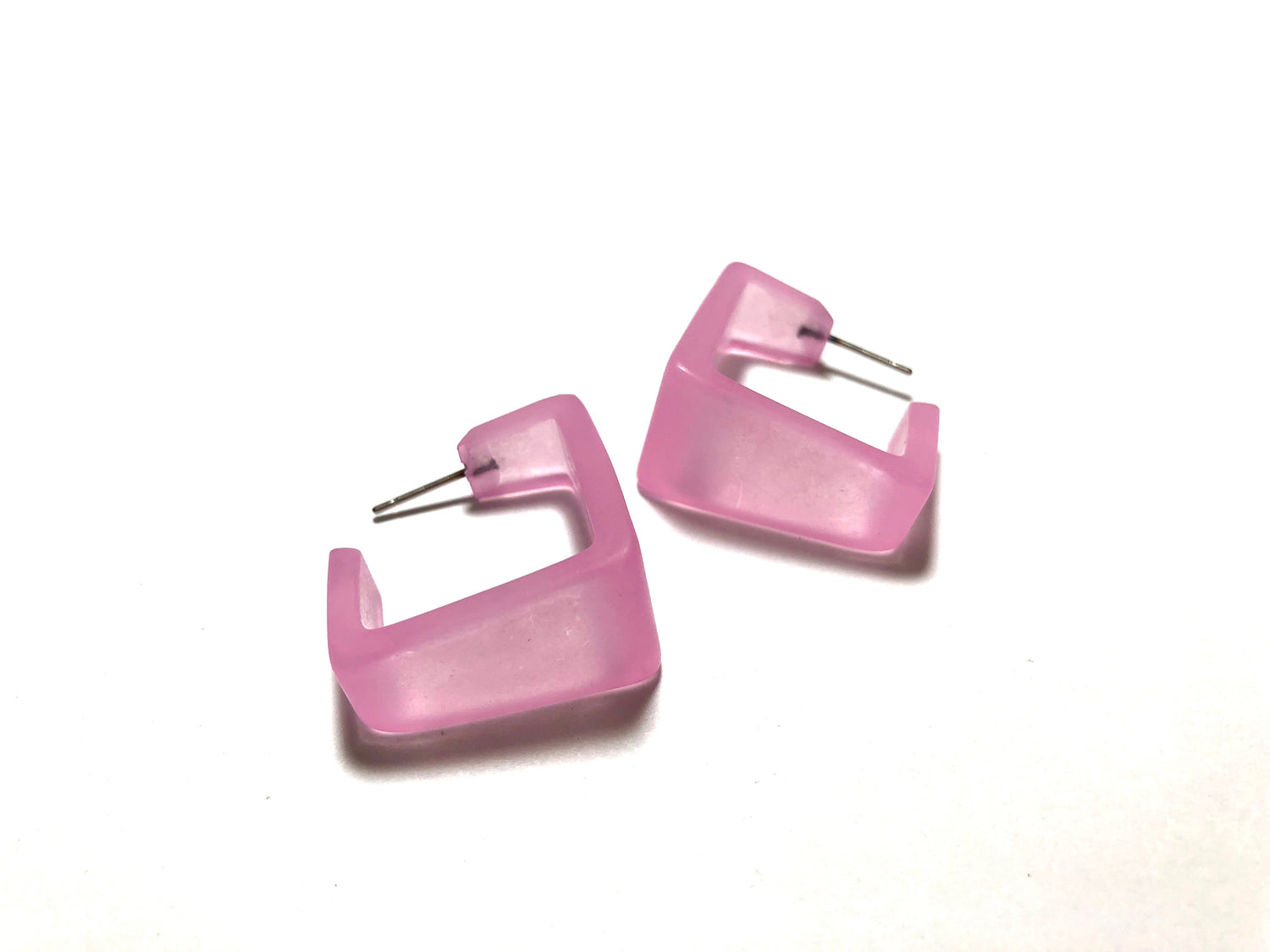 pink square hoop earrings
