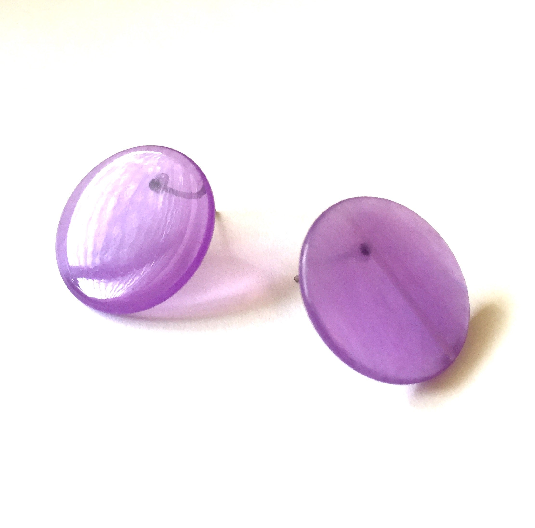 Bright Purple Marbled Disc Stud Earrings