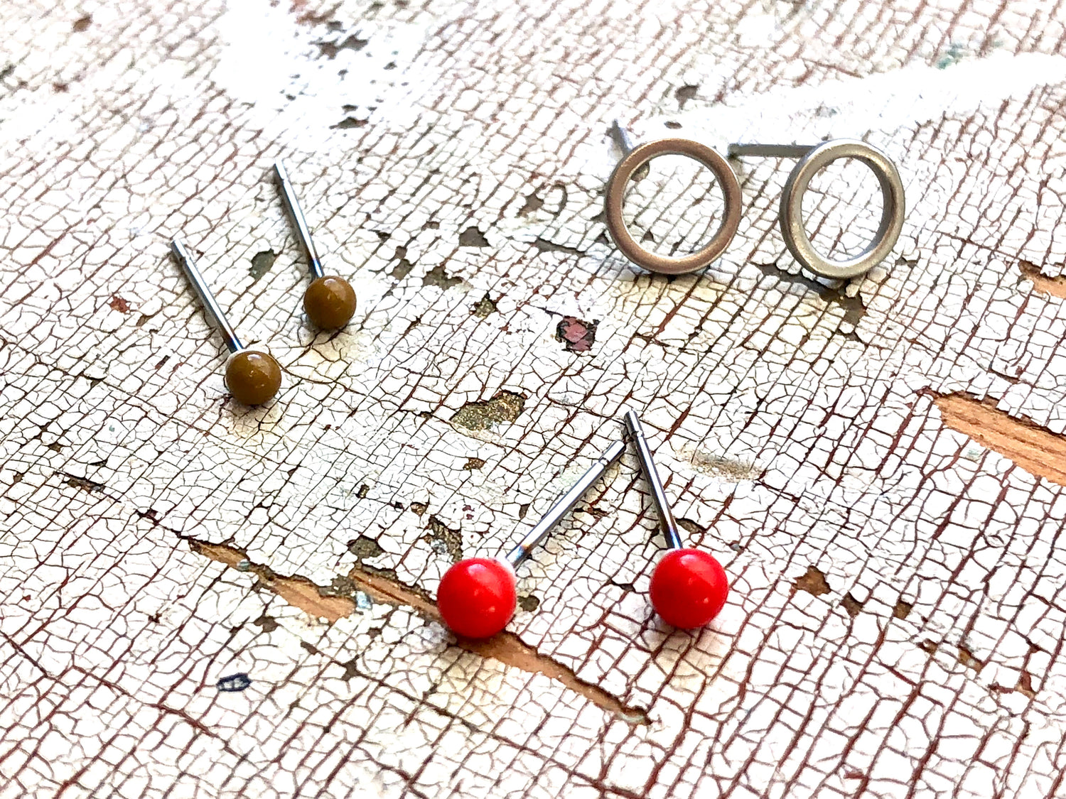 red silver studs