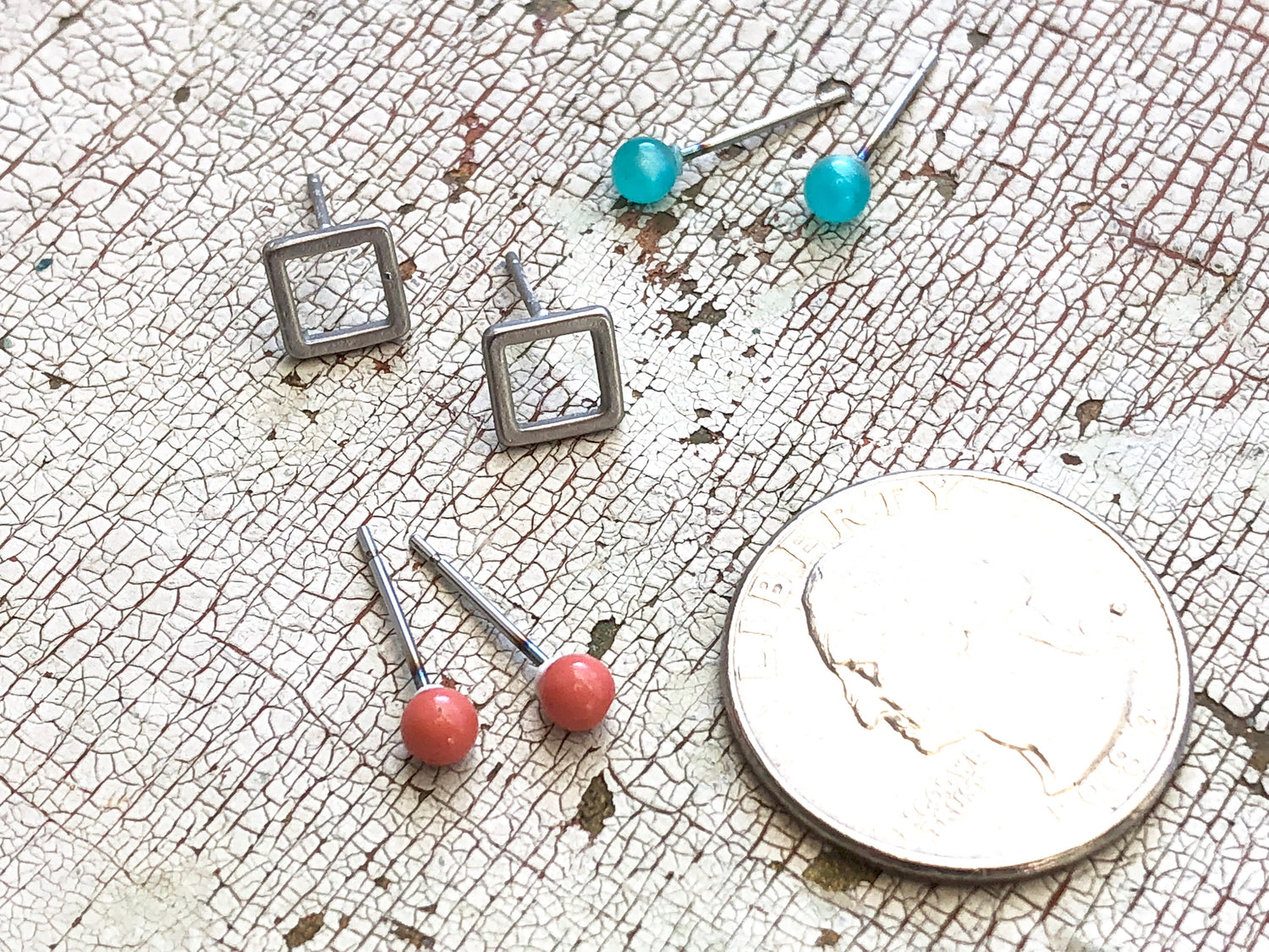 tiny coral studs
