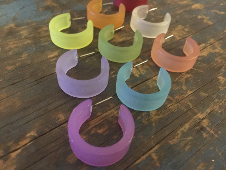 wide frosted lucite hoops