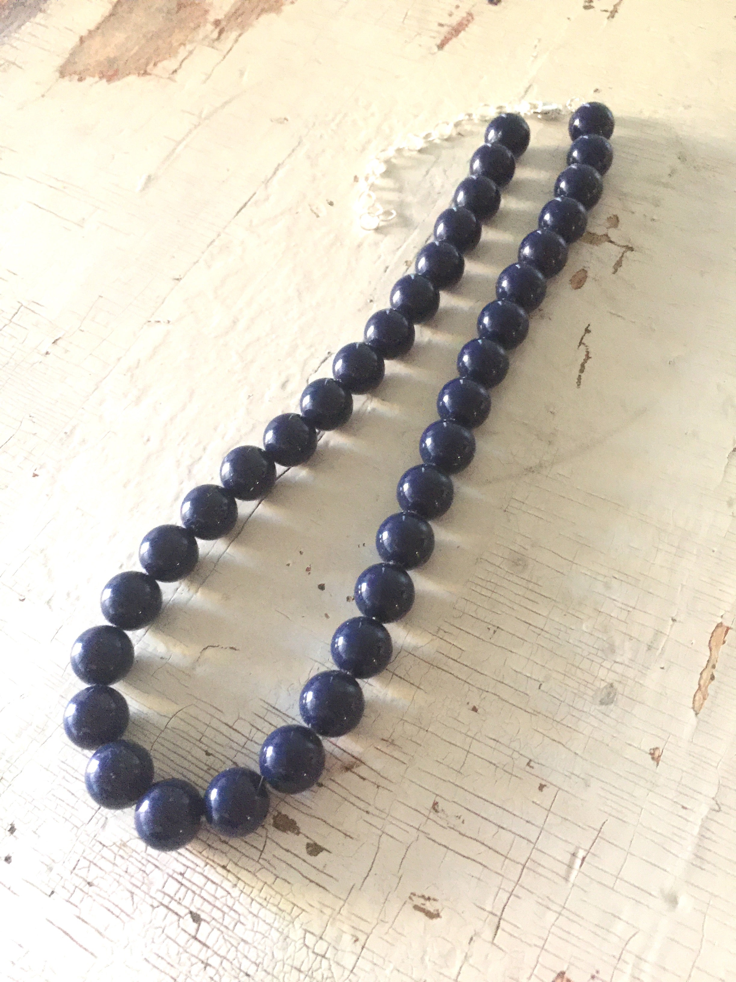 Navy Blue Marco Lucite Beaded Necklace