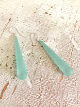 mint green long earrings