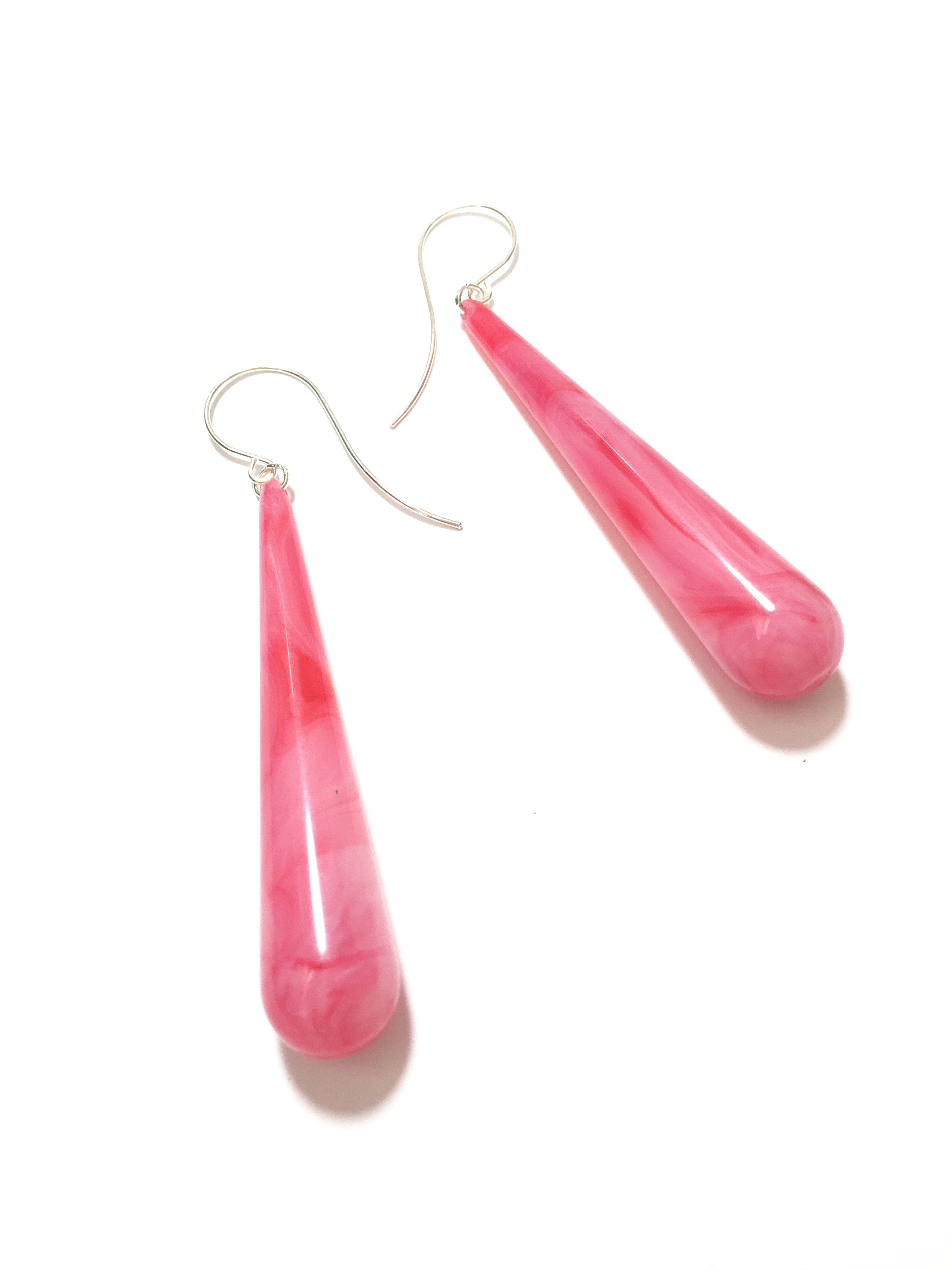 bid pink drop earrings