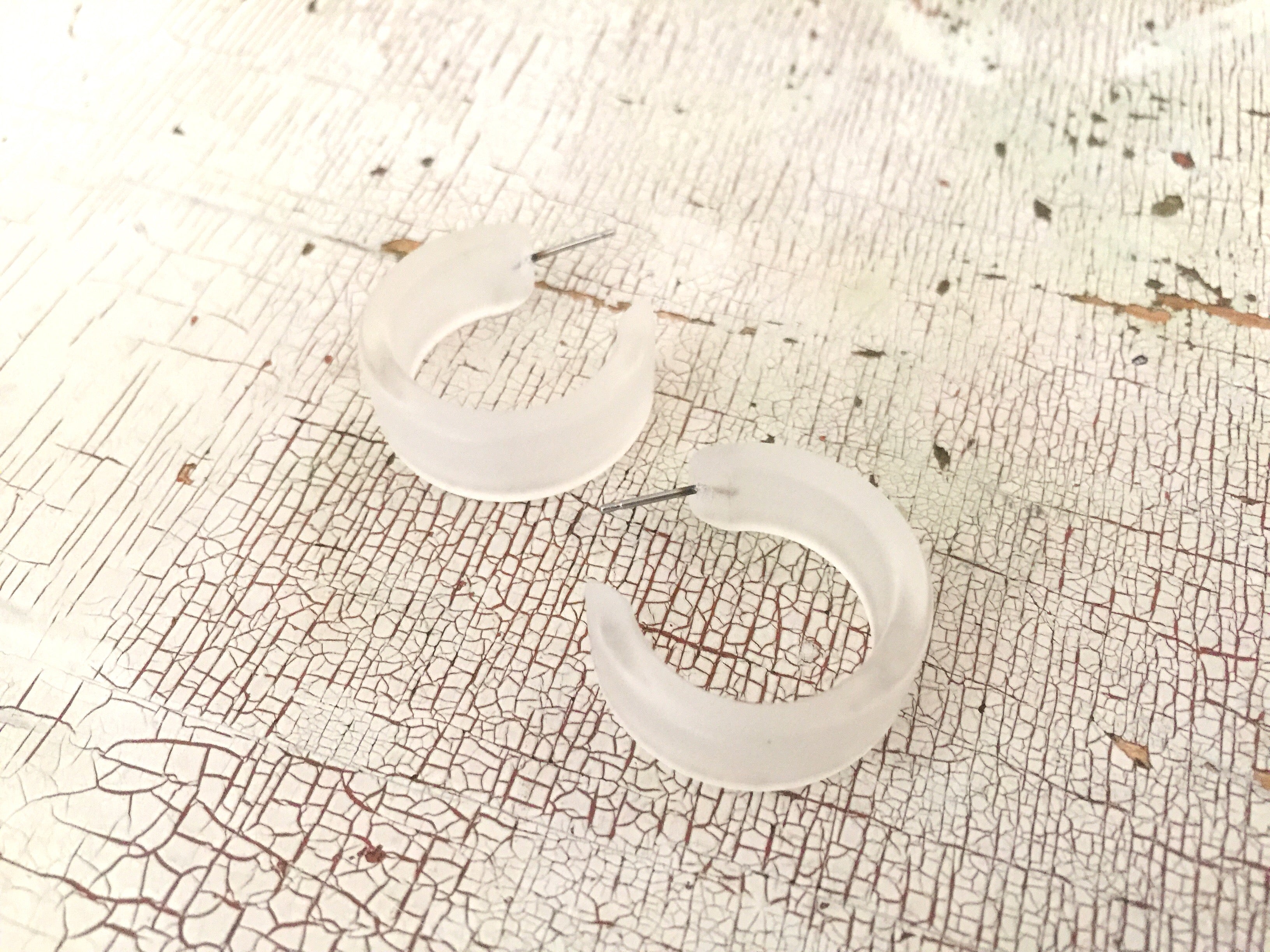 frosted clear earrings