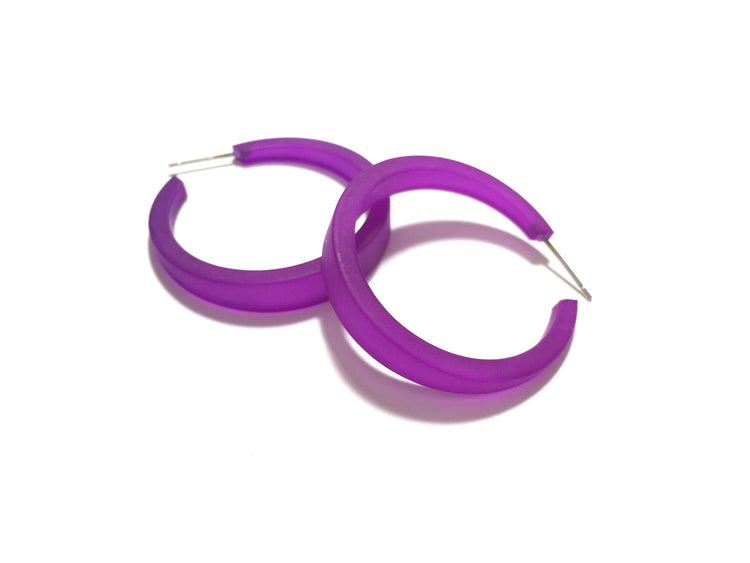 bright violet hoop earrings