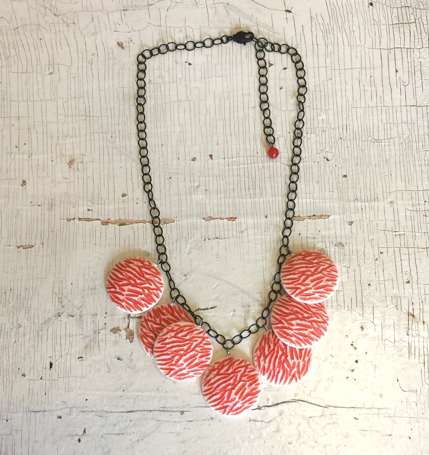 coral lucite necklace