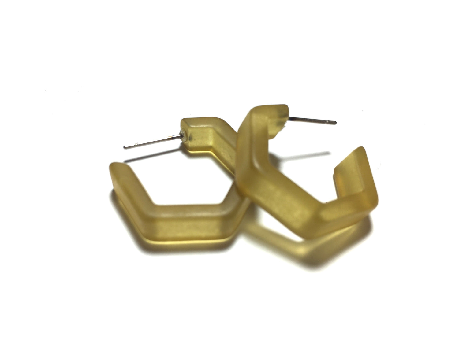 Khaki Army Green Honeycomb Hex Hoop Earrings