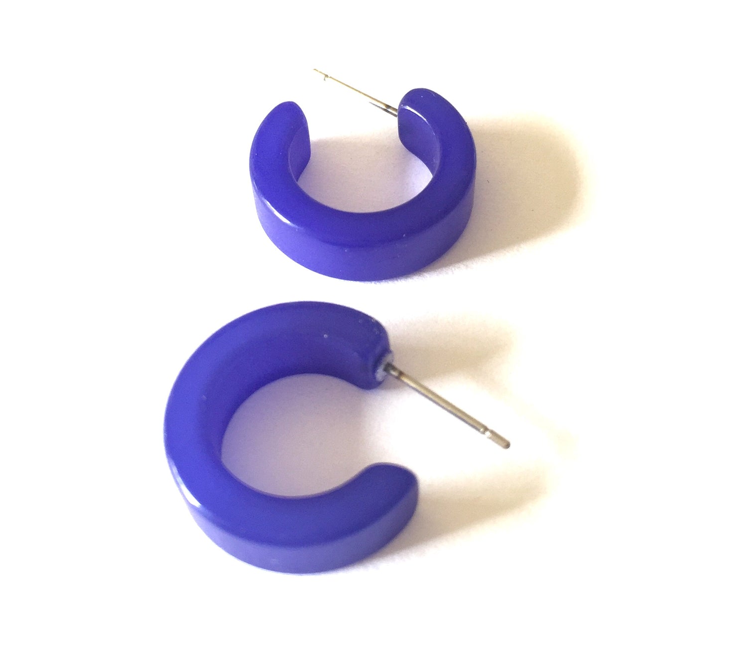 Cobalt Blue Moonglow Hugger Hoop Earrings