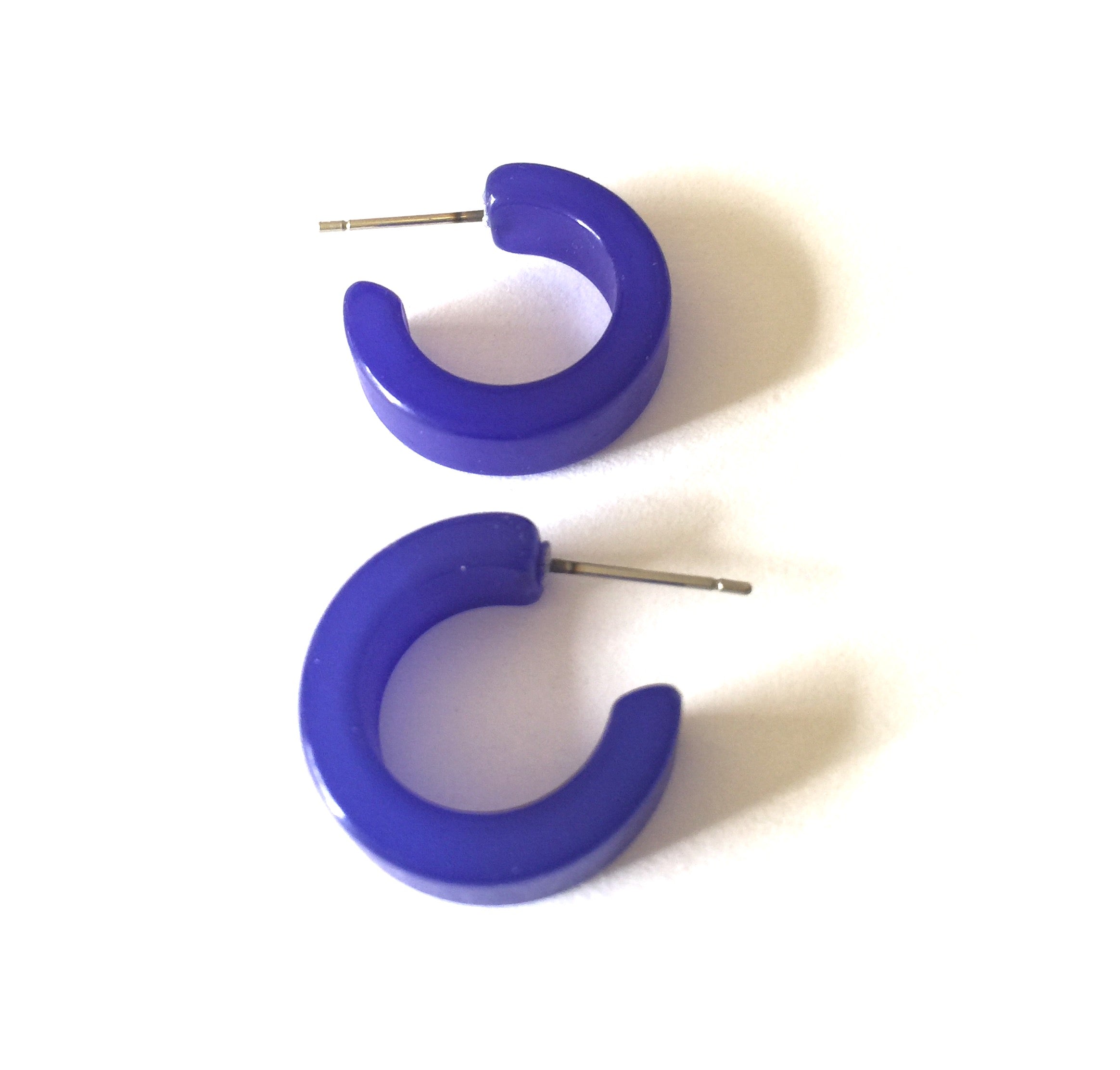 Cobalt Blue Moonglow Hugger Hoop Earrings