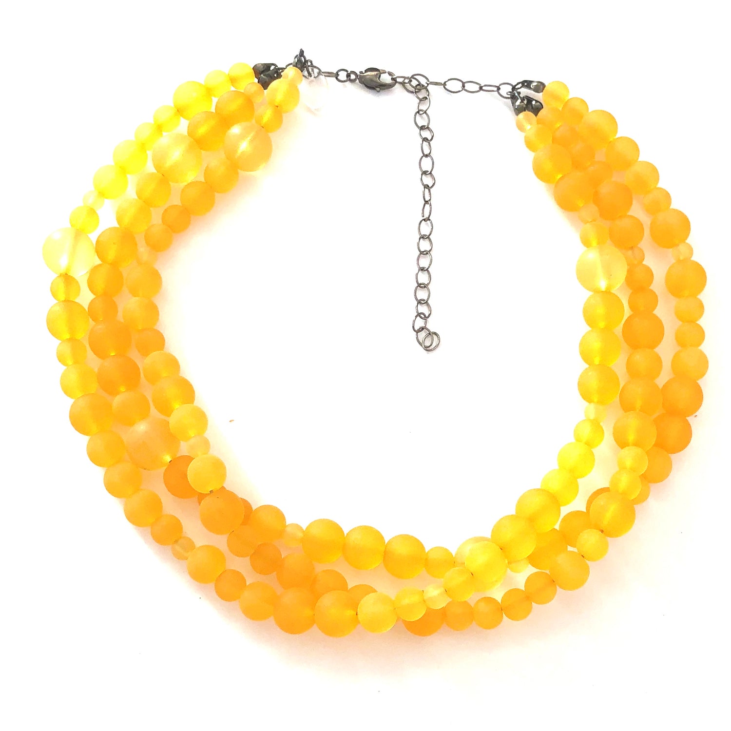 Golden Yellow Frosted Beaded Multi Strand Morgan Necklace