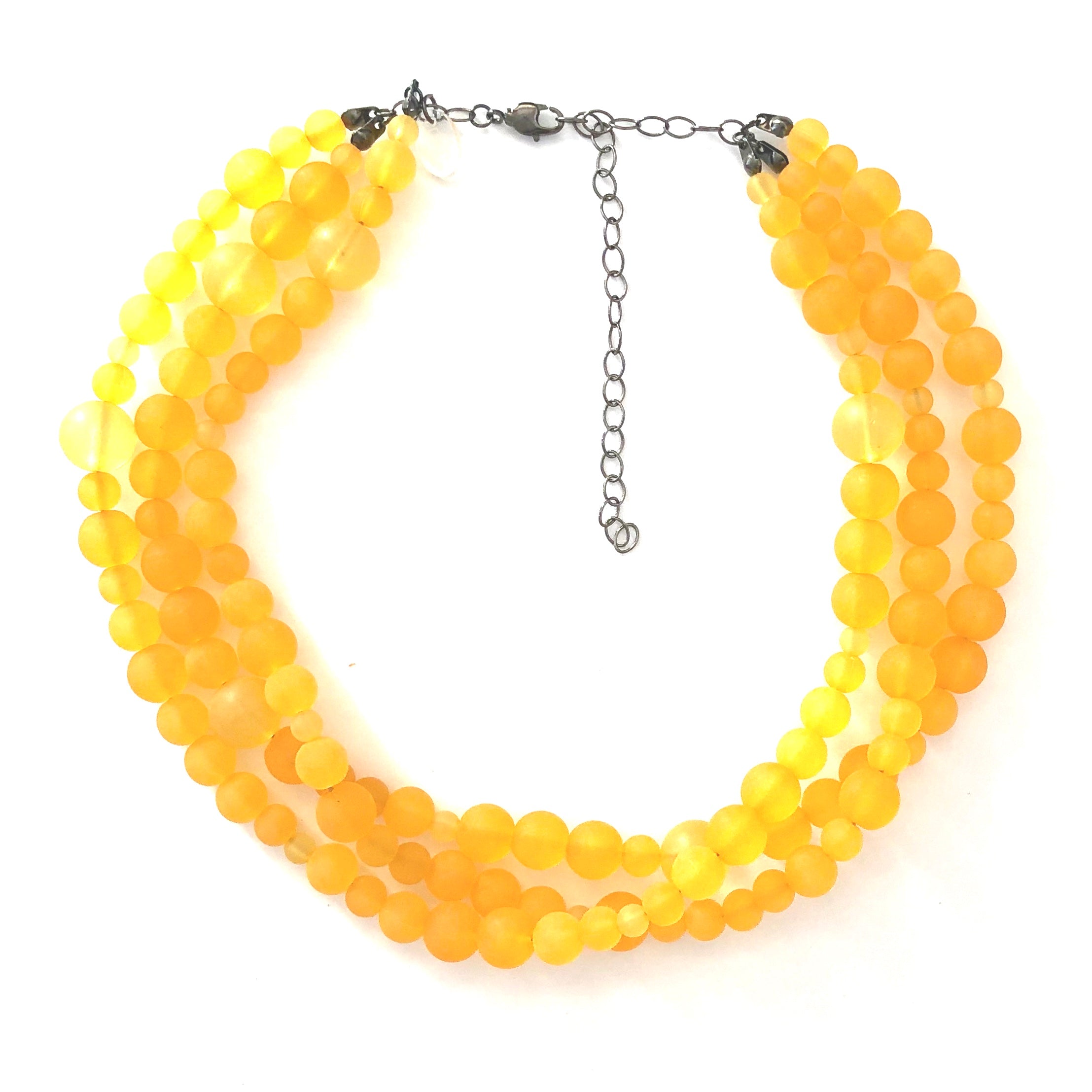 Golden Yellow Frosted Beaded Multi Strand Morgan Necklace