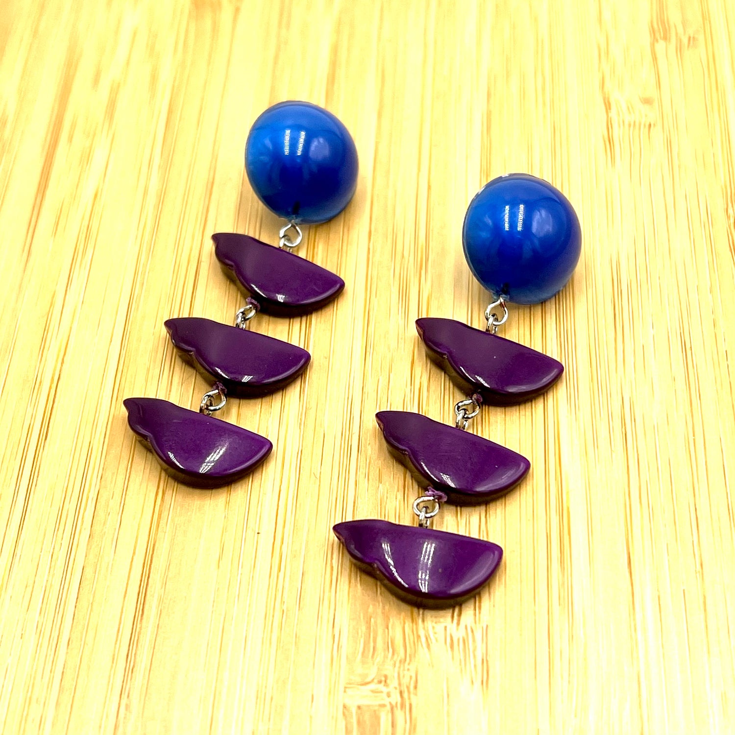 Deep Purple &amp; Blue Cloud Moonglow Earrings