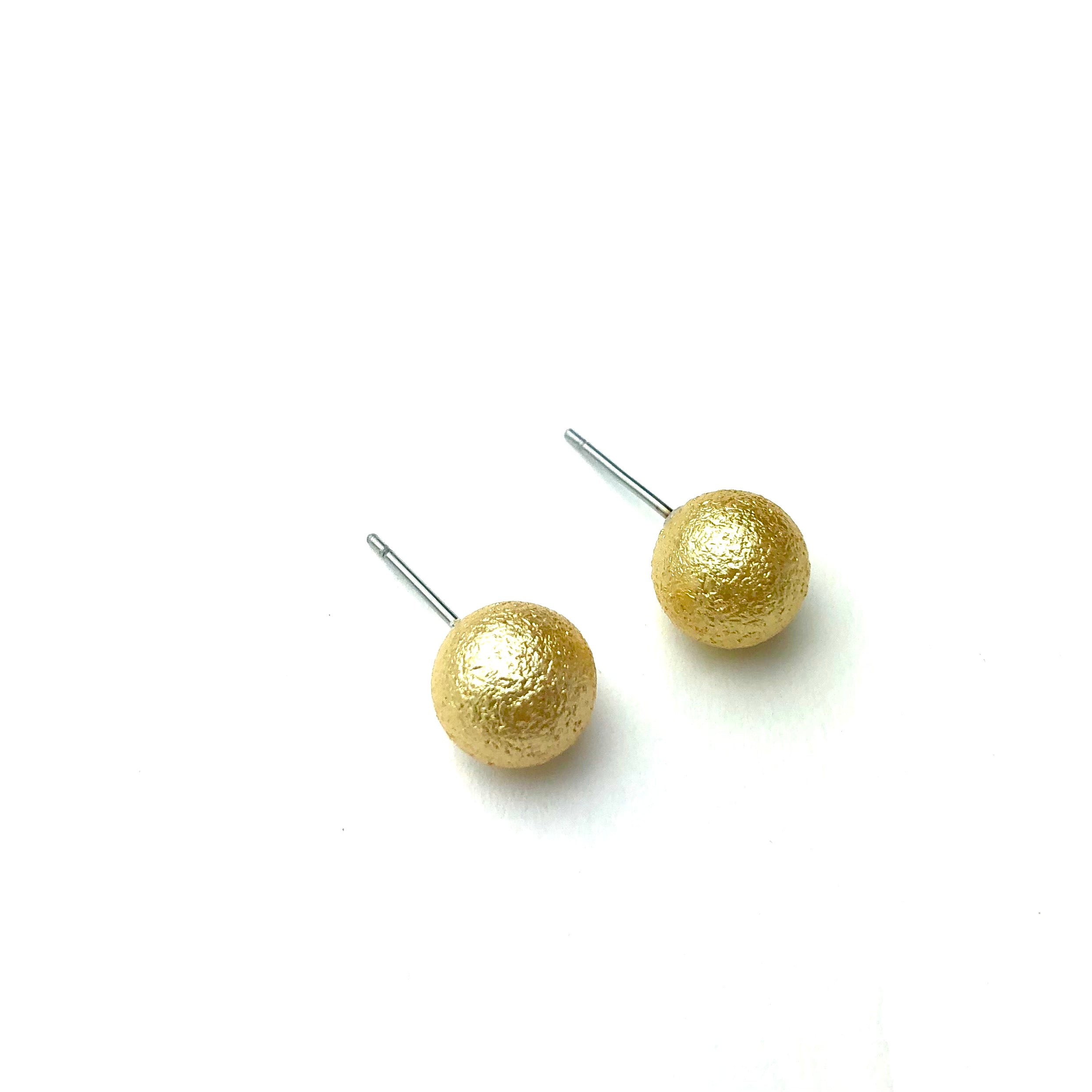 Pitted Pearl Ball Stud Earrings