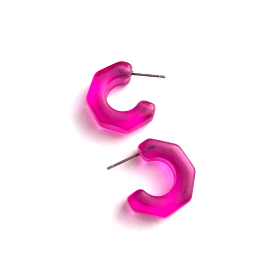 bright pink hoop earrings