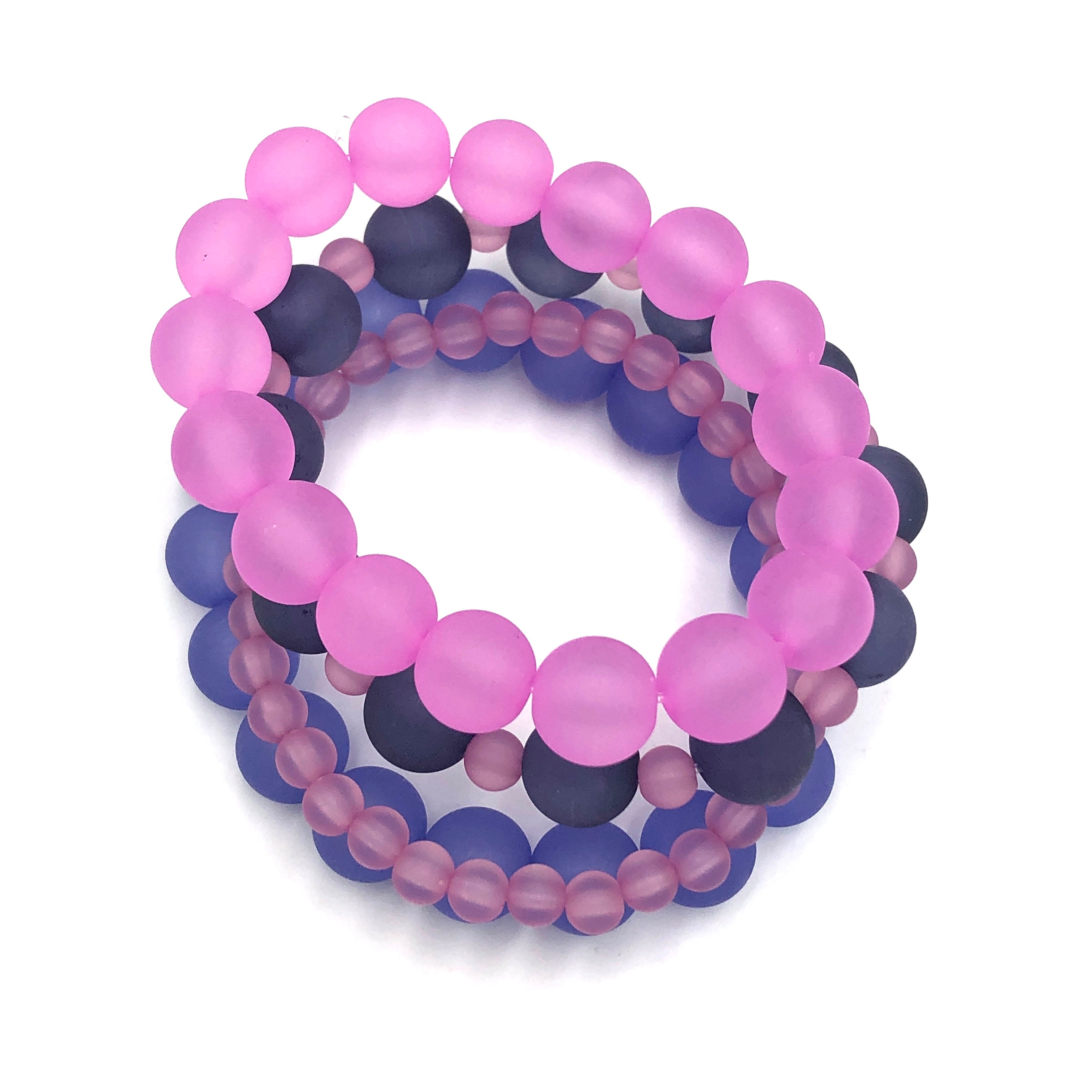 Frosted Pink &amp; Peris Stack and Stretch Bracelets Set