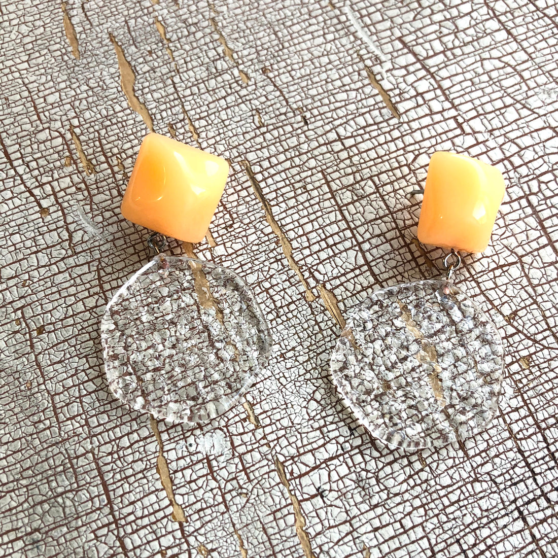 Orange &amp; Clear Ice Chip Sophie Earrings