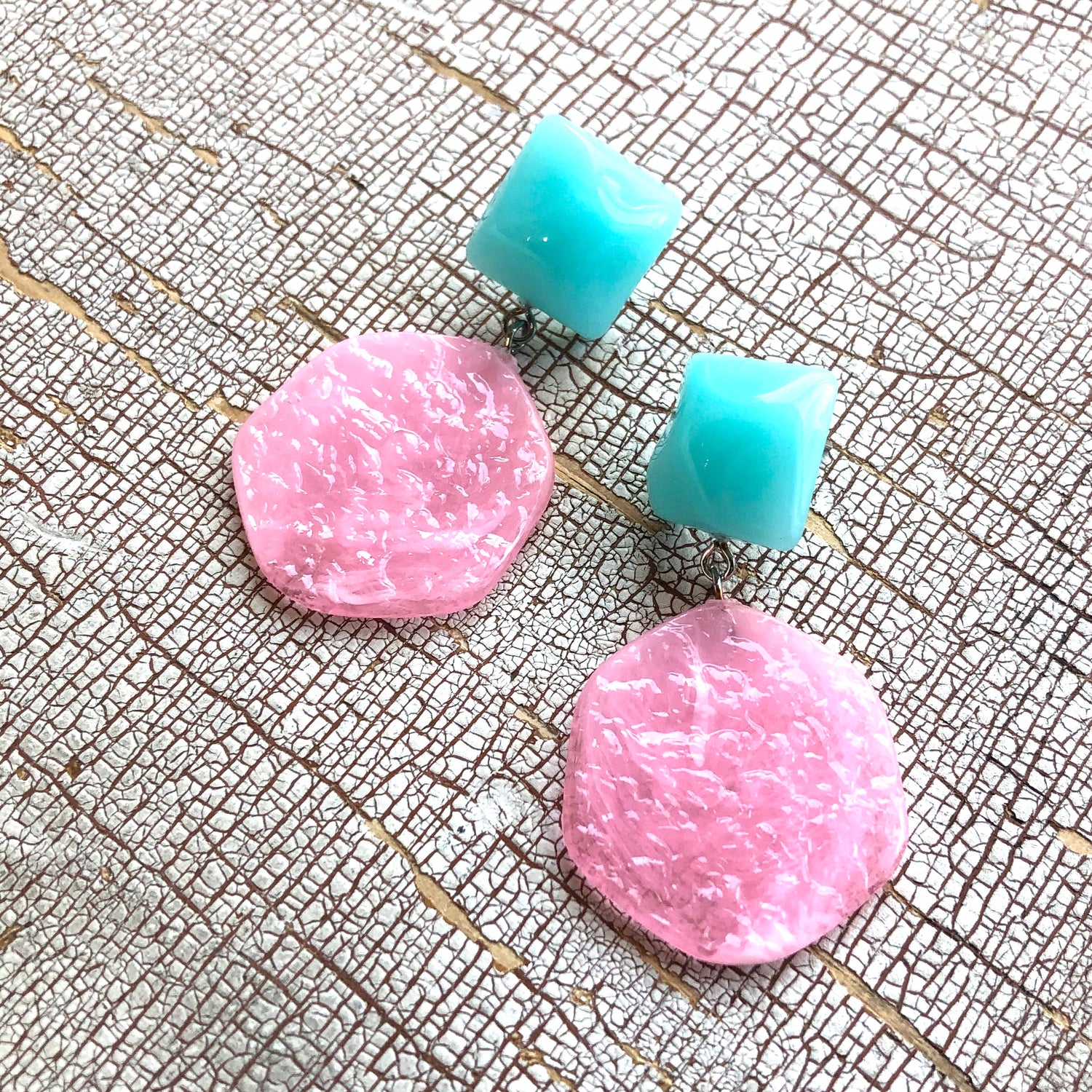 pink aqua earrings