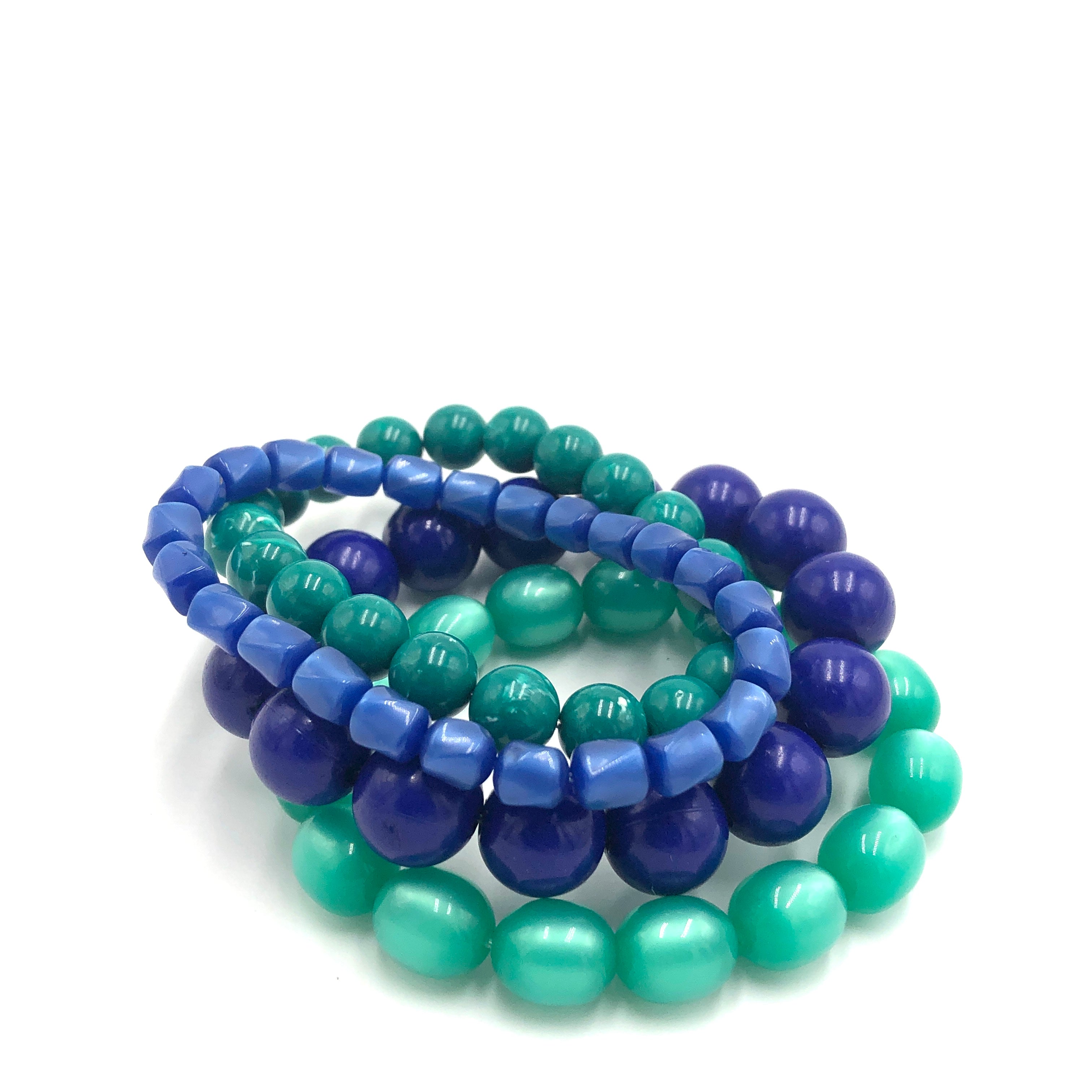 Emerald Blues Stack and Stretch Bracelets Set