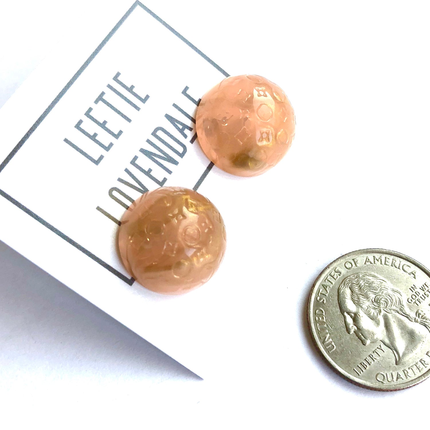 peach gold lucite studs