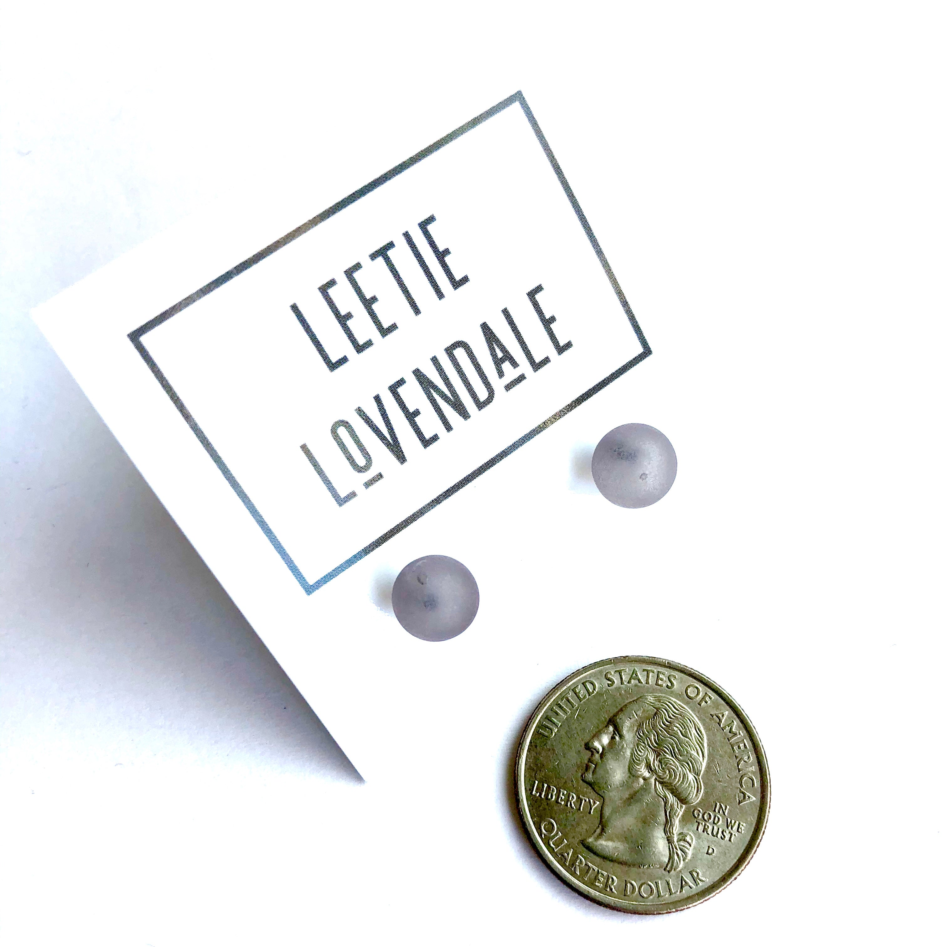 Grey Frosted Lucite Mini Ball Stud Earrings