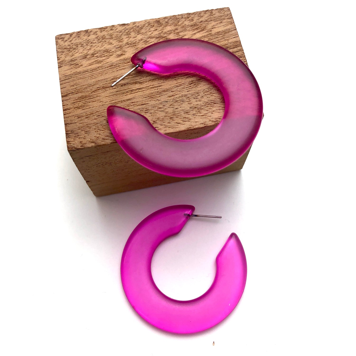 big pink hoop earrings