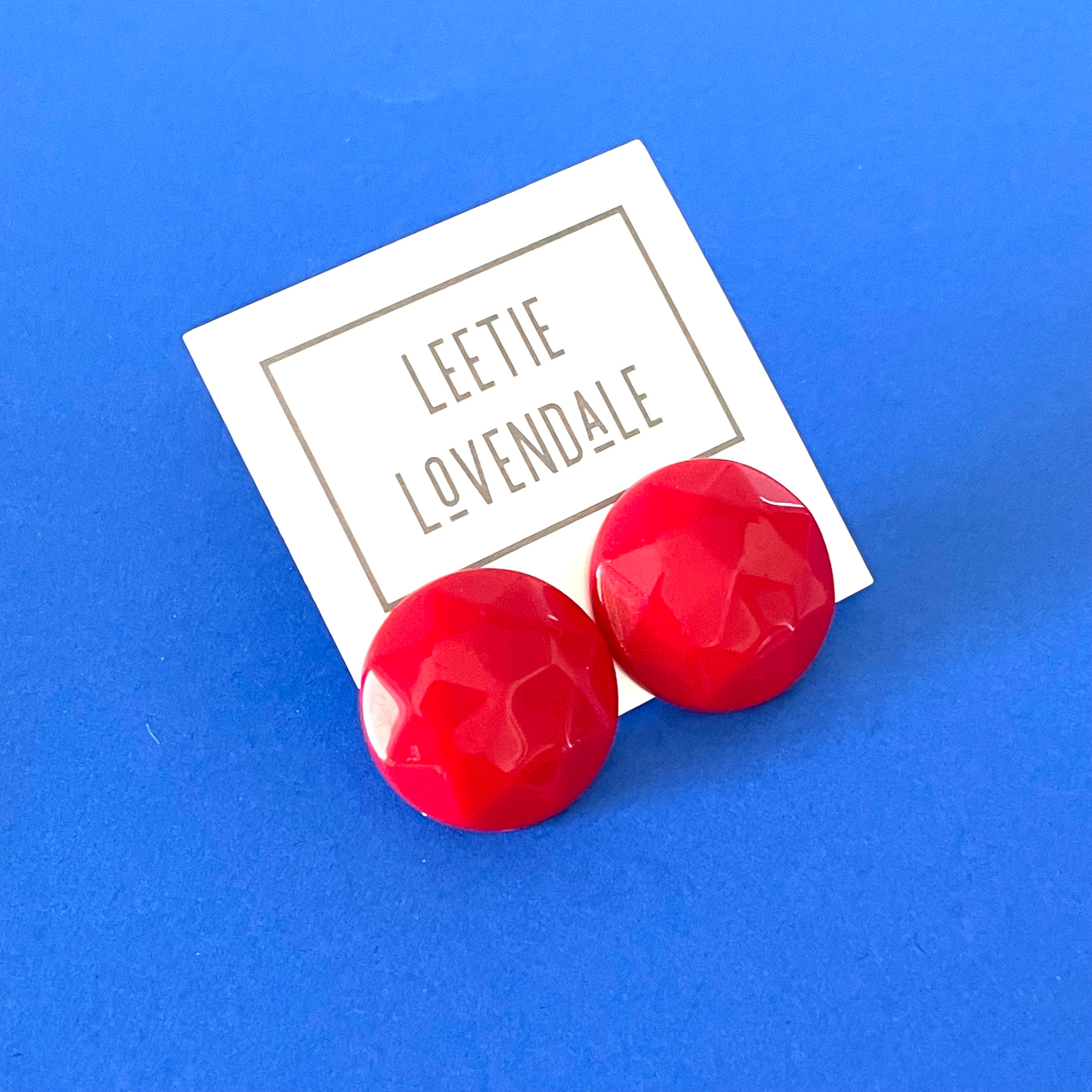 Red on sale button earrings