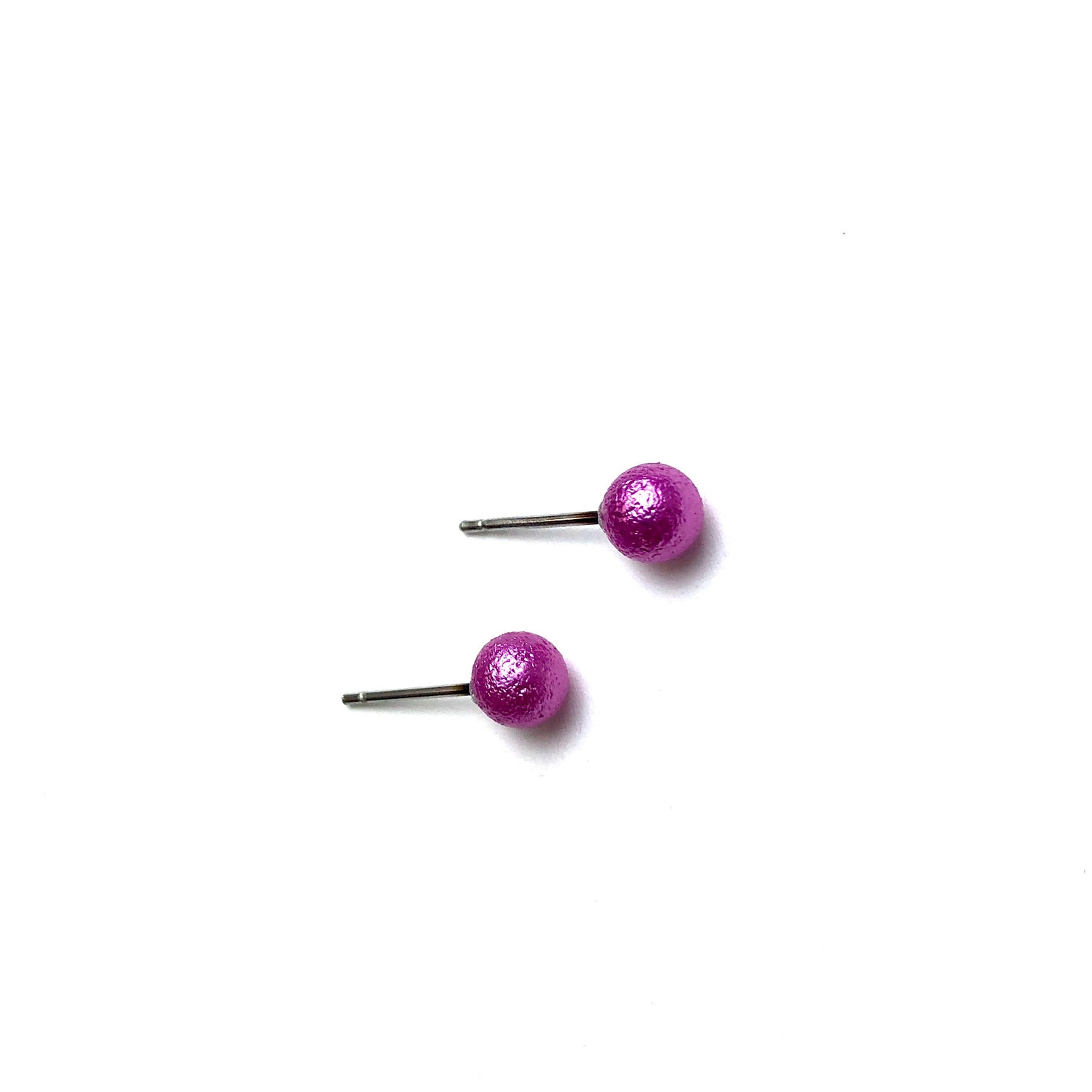 Hot Pink Pitted Lucite Tiny Ball Stud Earrings