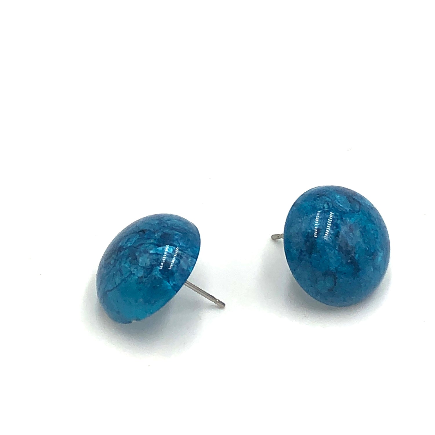 aqua blue button earrings