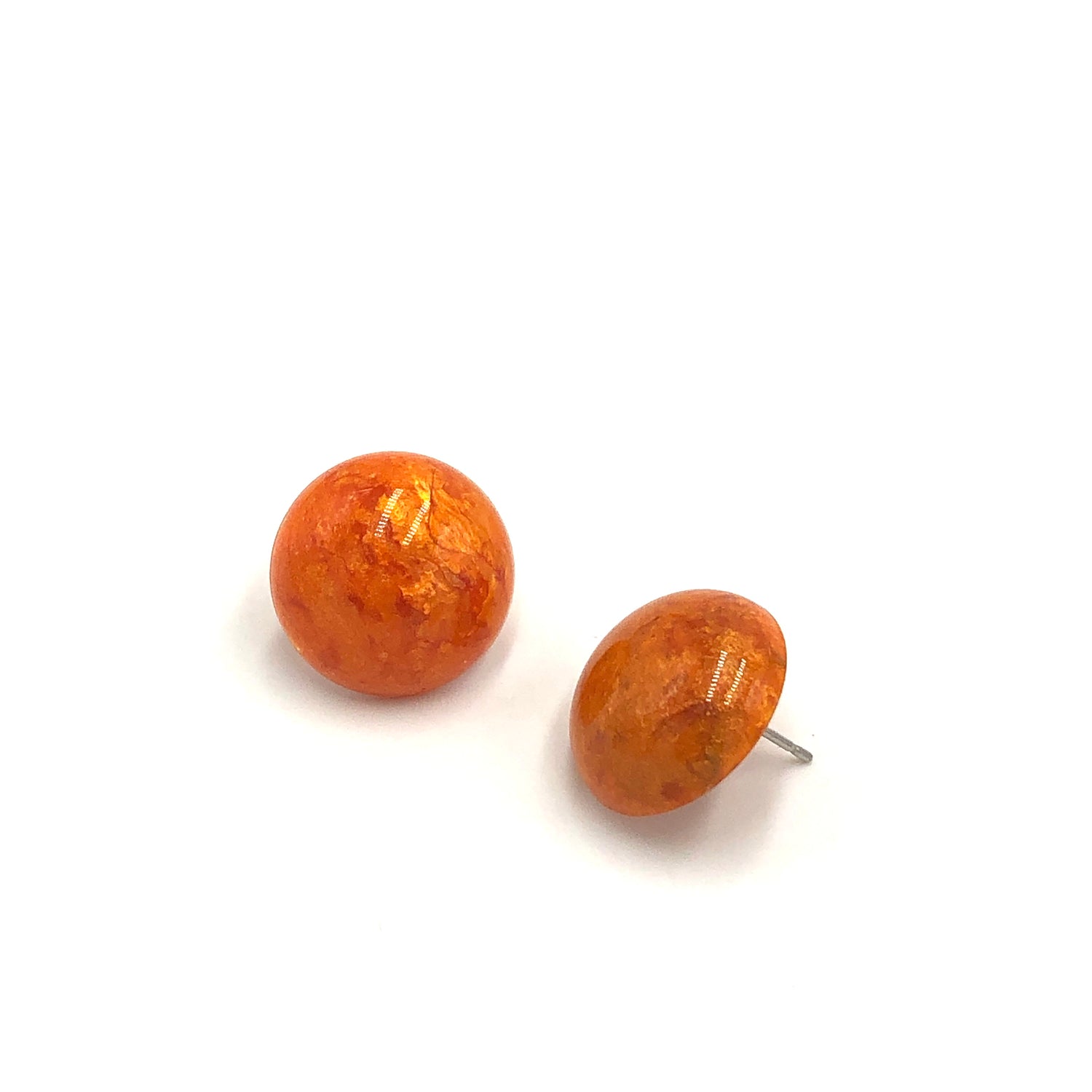 Sun Orange Capiz Lucite Stud Earrings *