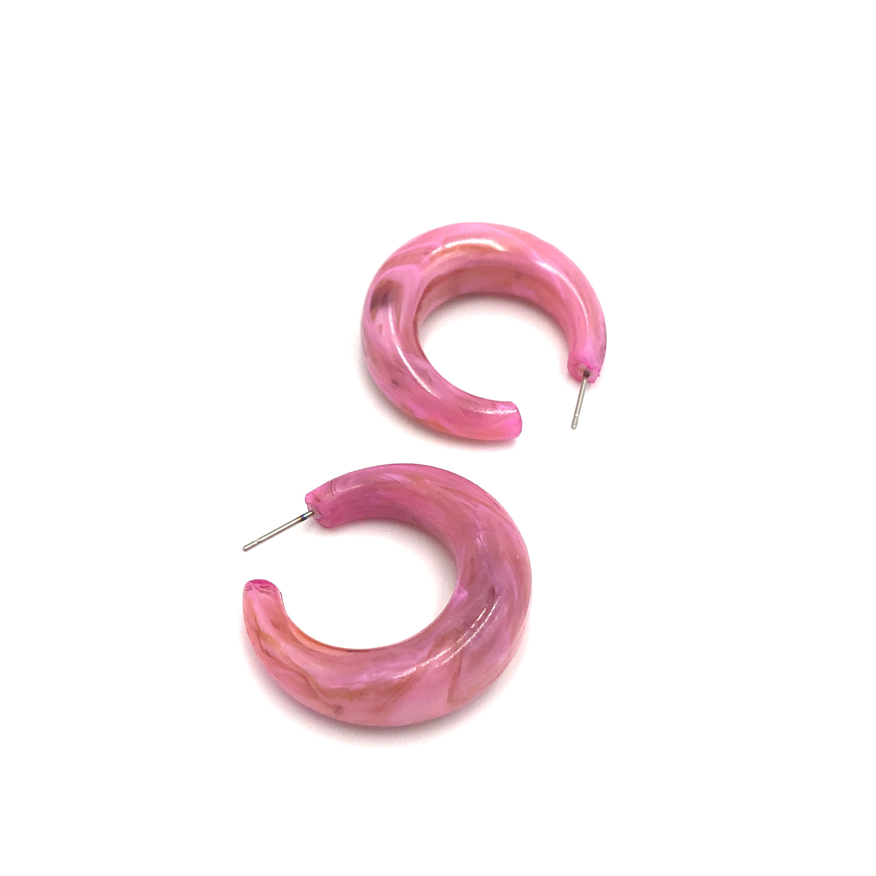 Rose Marbled Megan Hoop Earrings