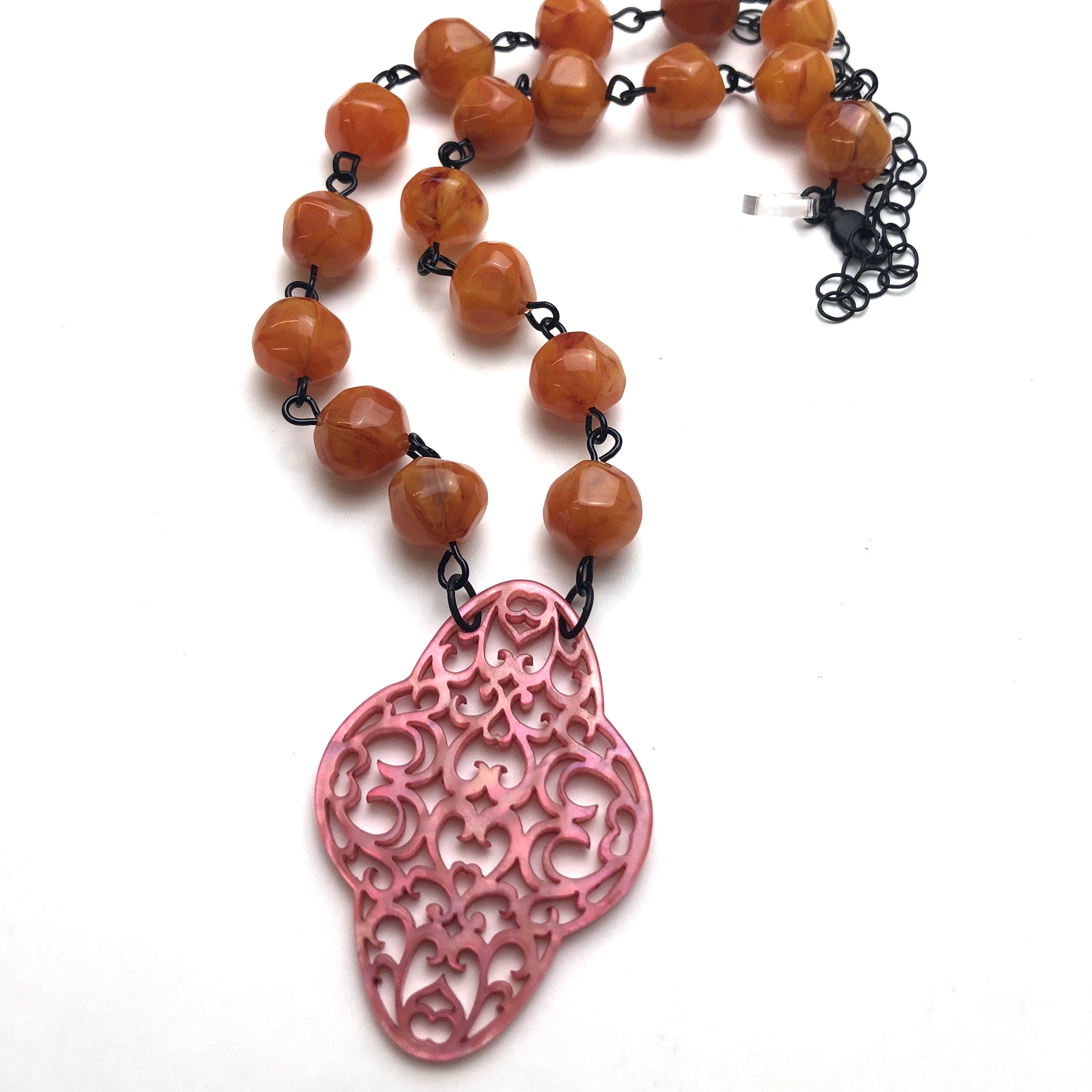 deep amber &amp; pink necklace