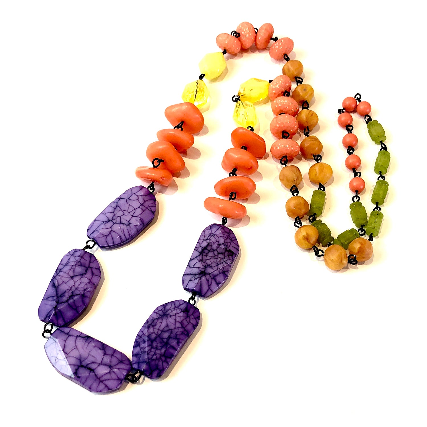 coral gem tone necklace