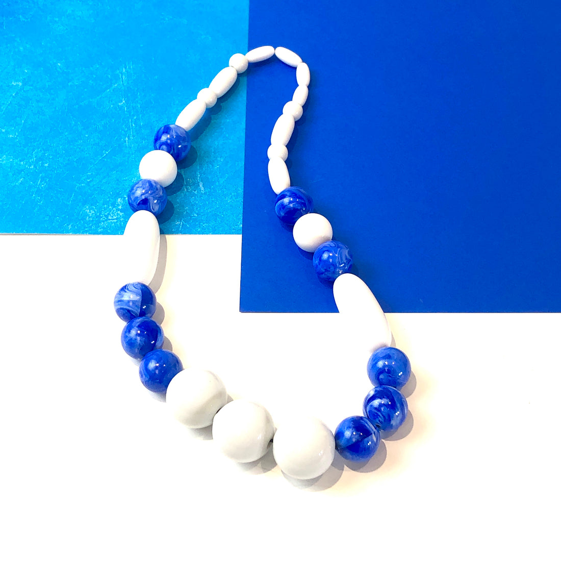 bright blue and white necklace