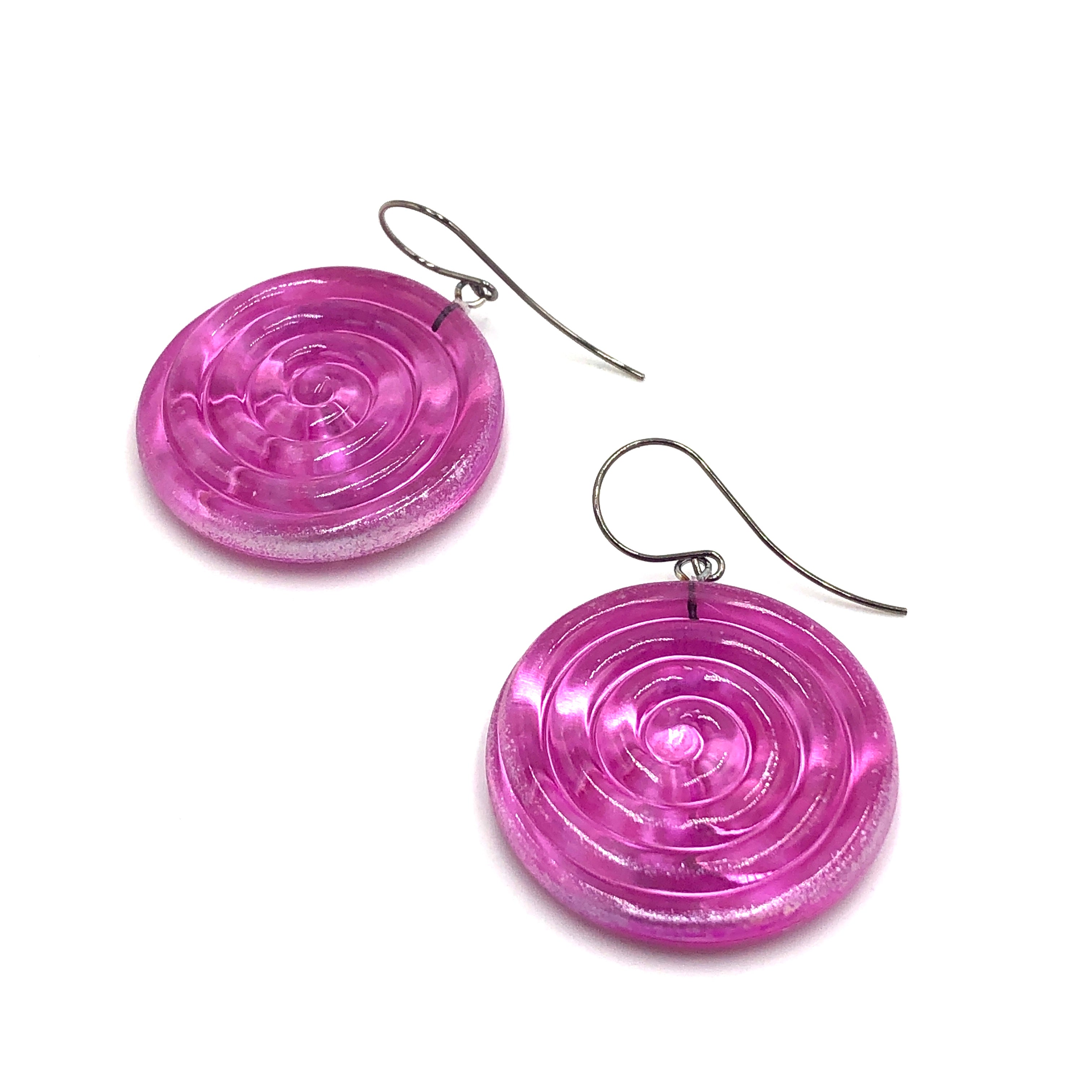 hot pink lucite earrings candy