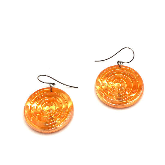 Orange & Glow Spiral Drop Earrings