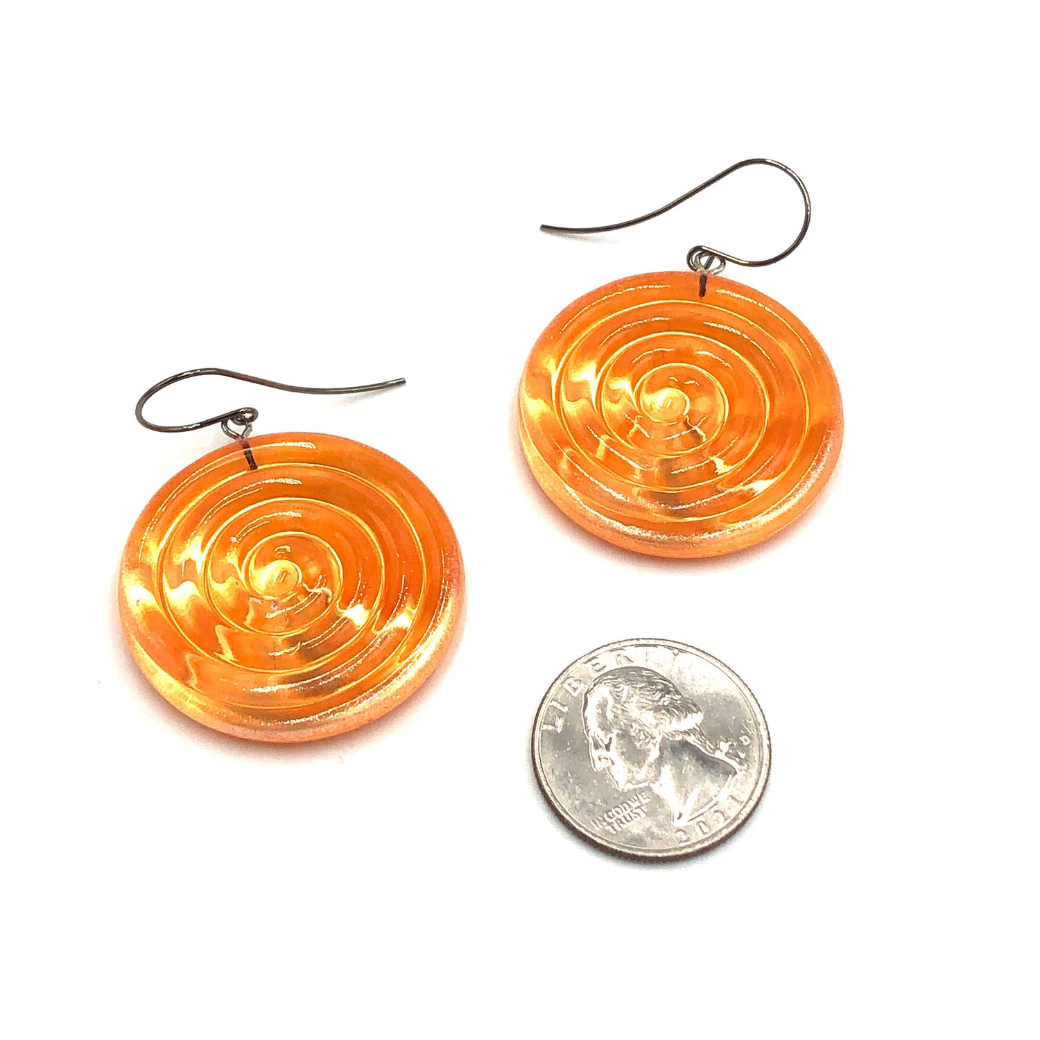 Orange &amp; Glow Spiral Drop Earrings