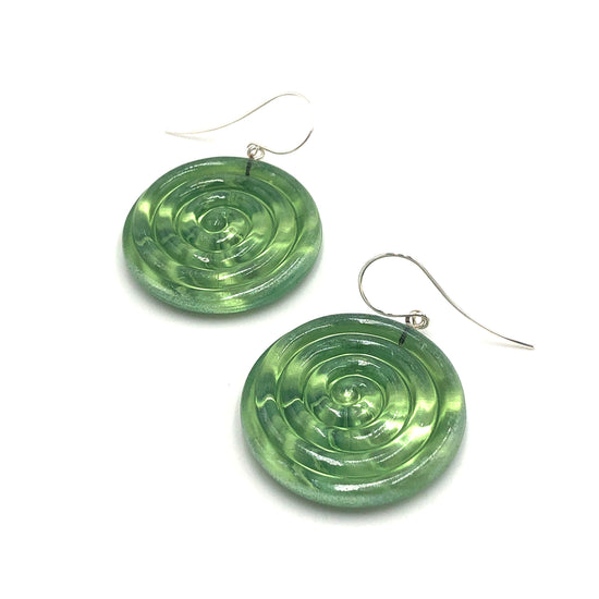 Green & Glow Spiral Drop Earrings