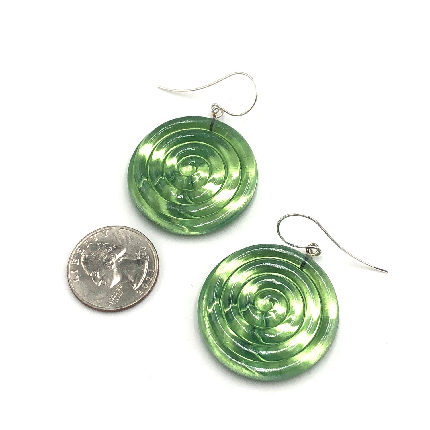 Green &amp; Glow Spiral Drop Earrings