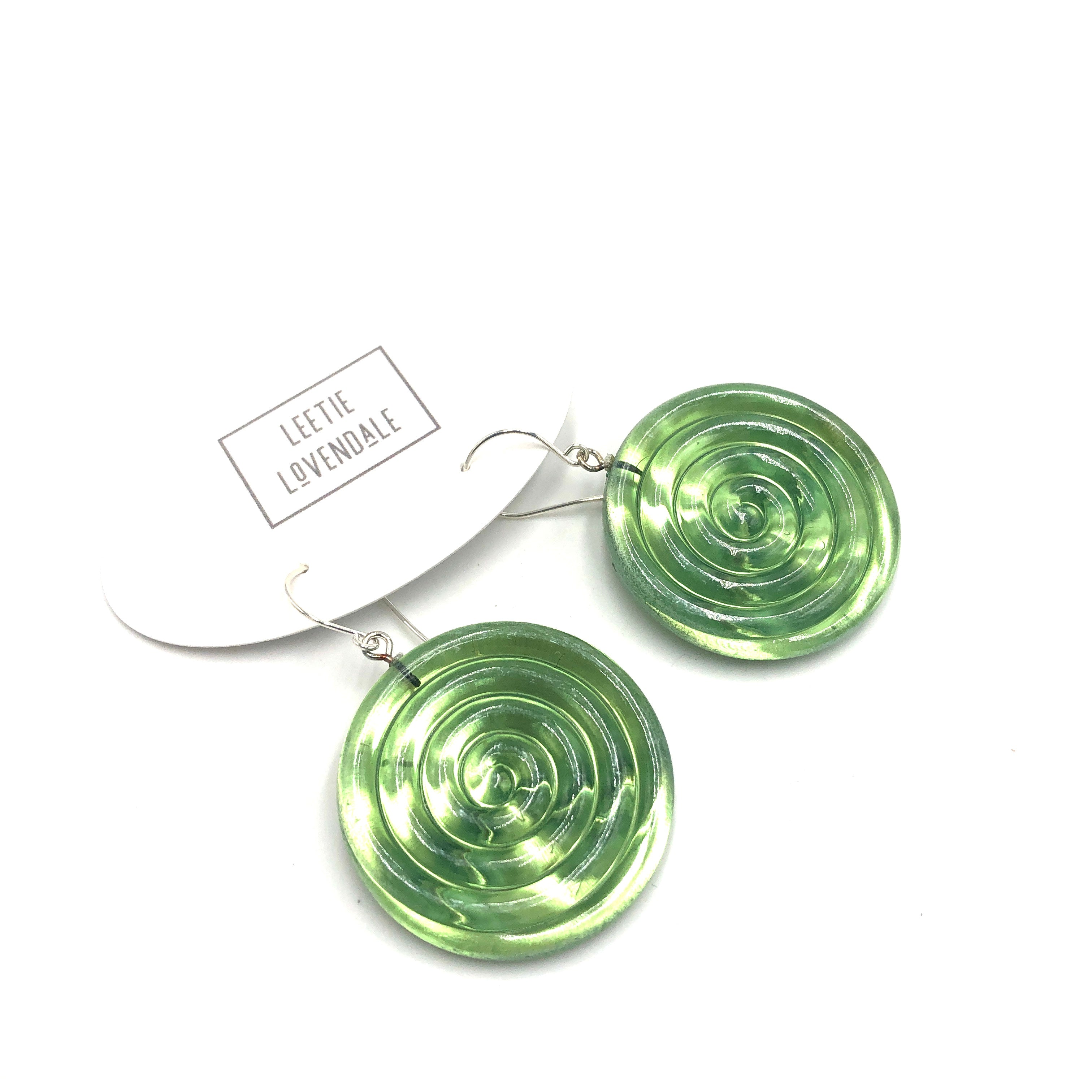 Green &amp; Glow Spiral Drop Earrings
