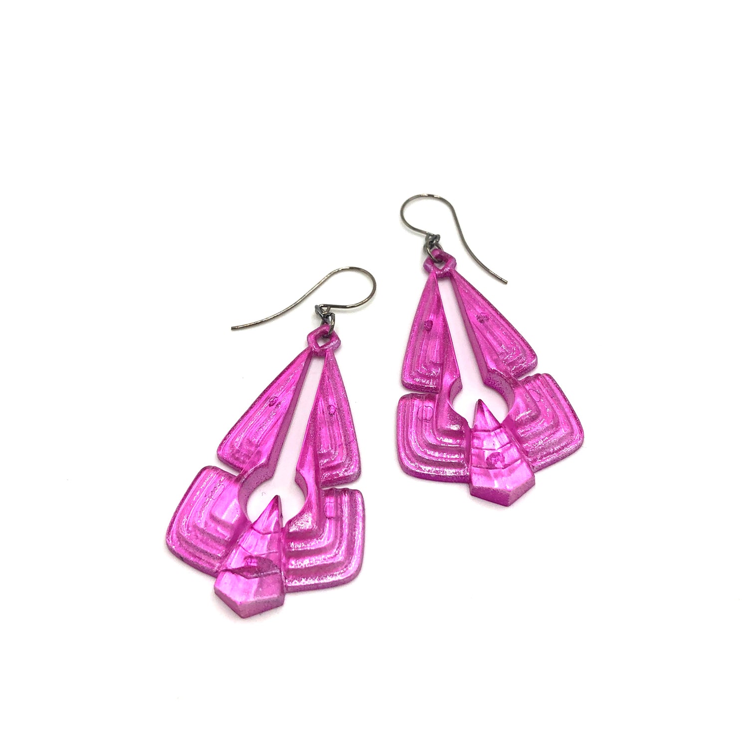 Hot Pink Glow Triad Earrings